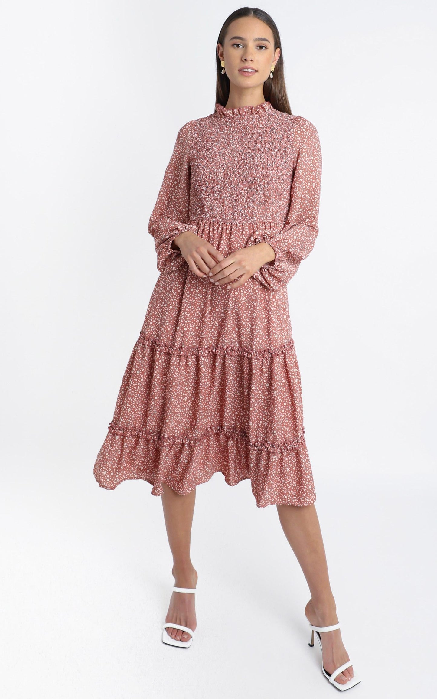 Fern Dress in Rust Floral