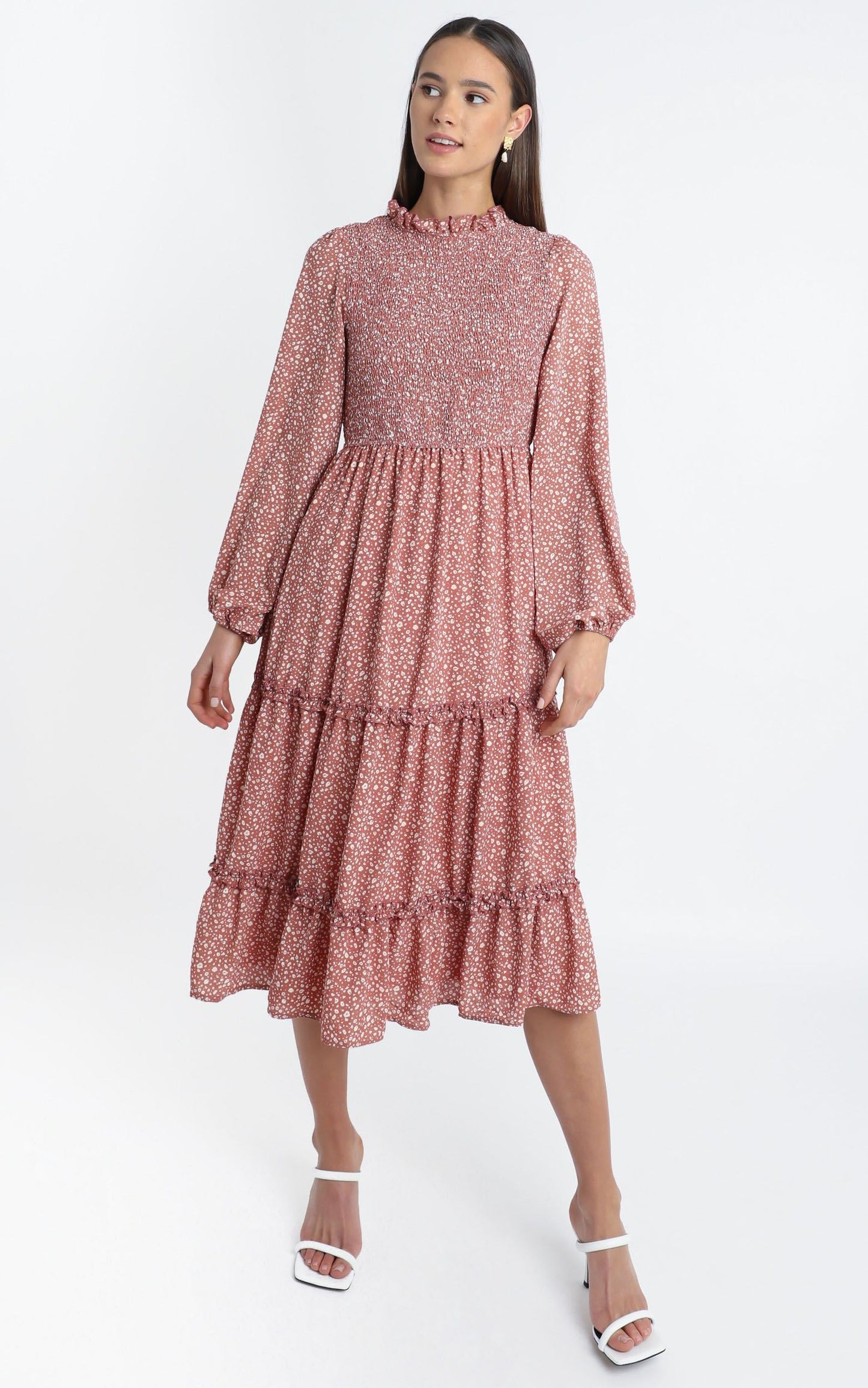 Fern Dress in Rust Floral
