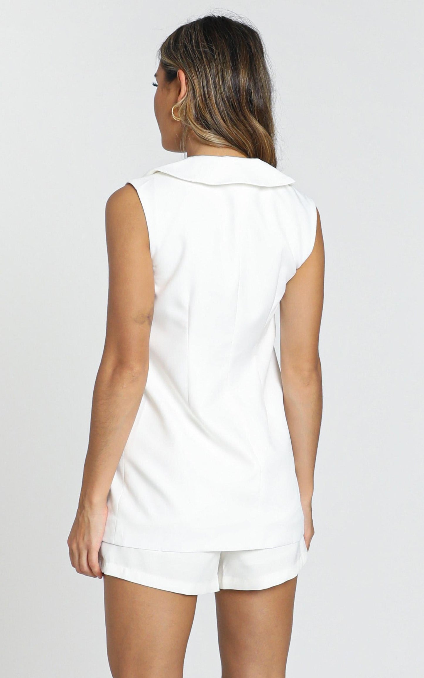 Daily Summary Blazer Vest In Ivory