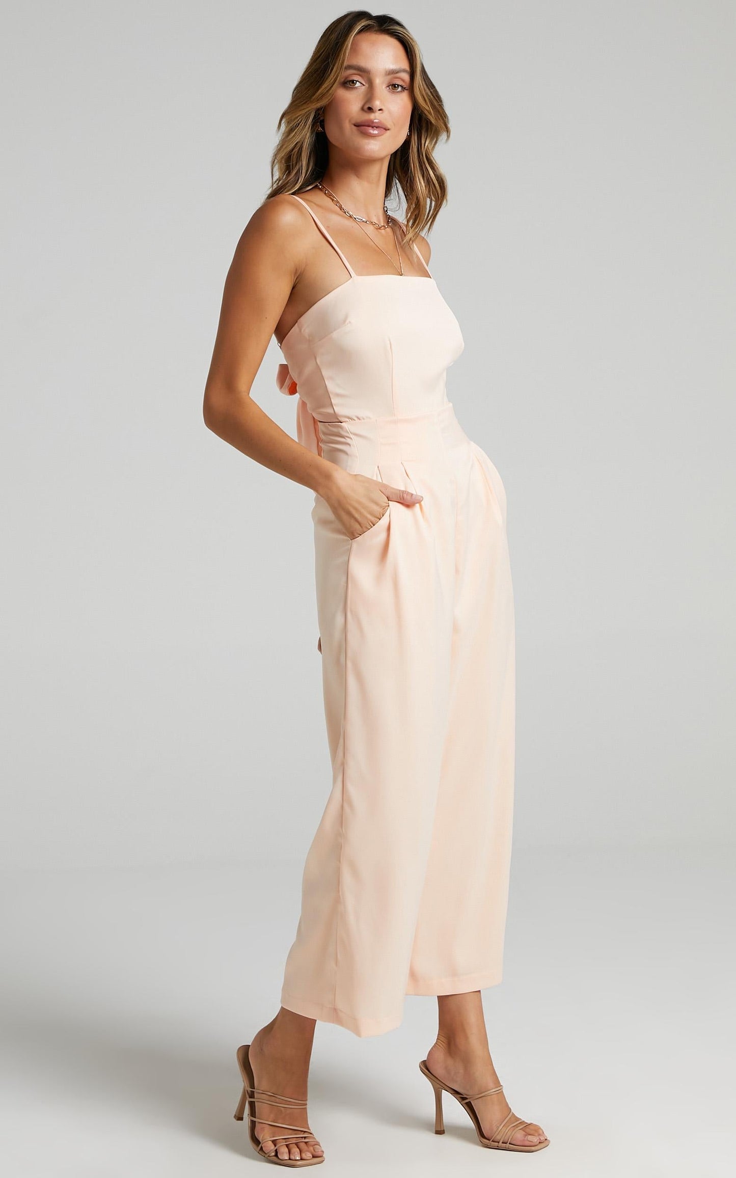 Daisy Jumpsuit in Champagne Satin