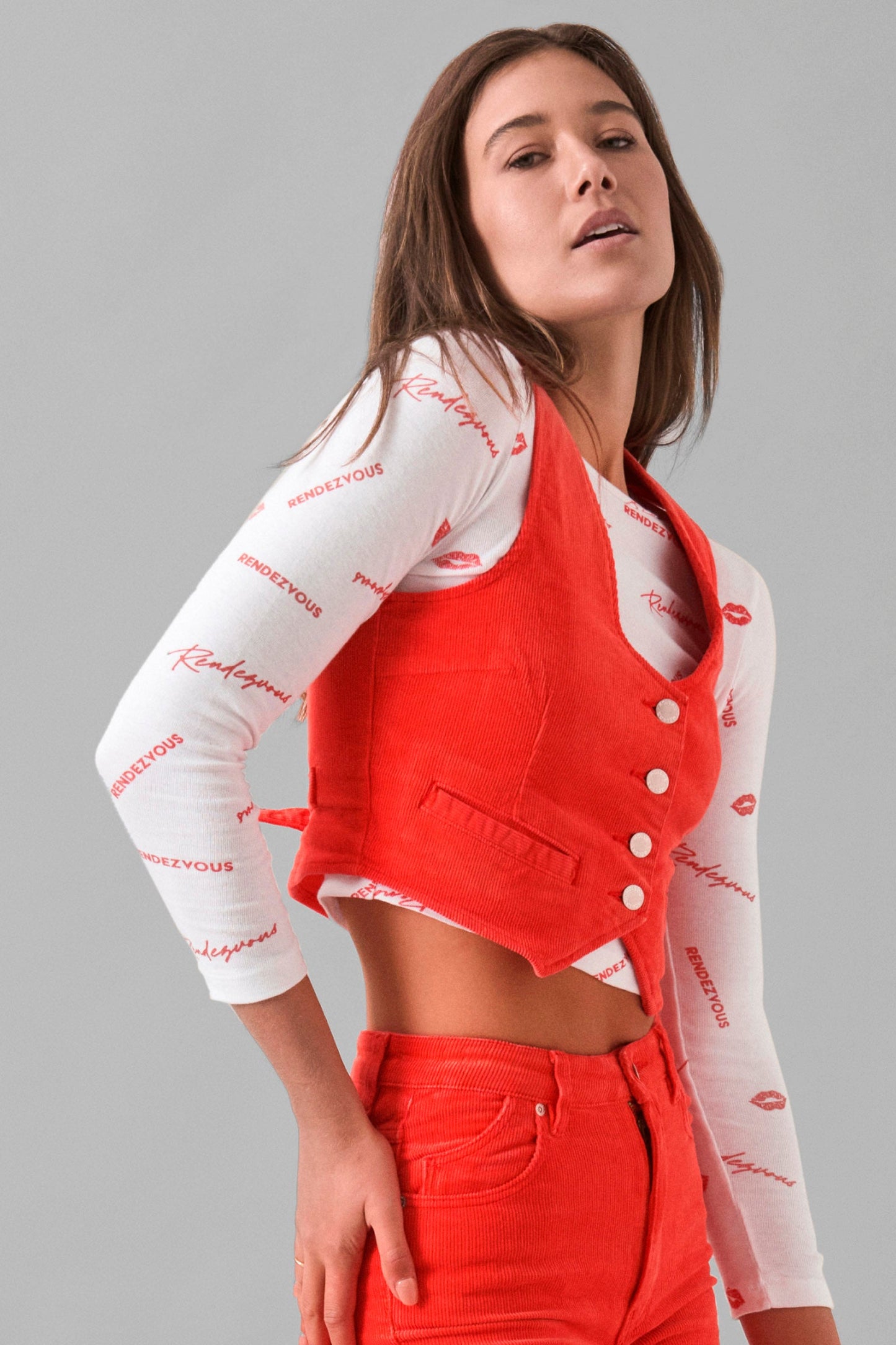 Rolla's - DALLAS VEST SCARLET CORD in Scarlet