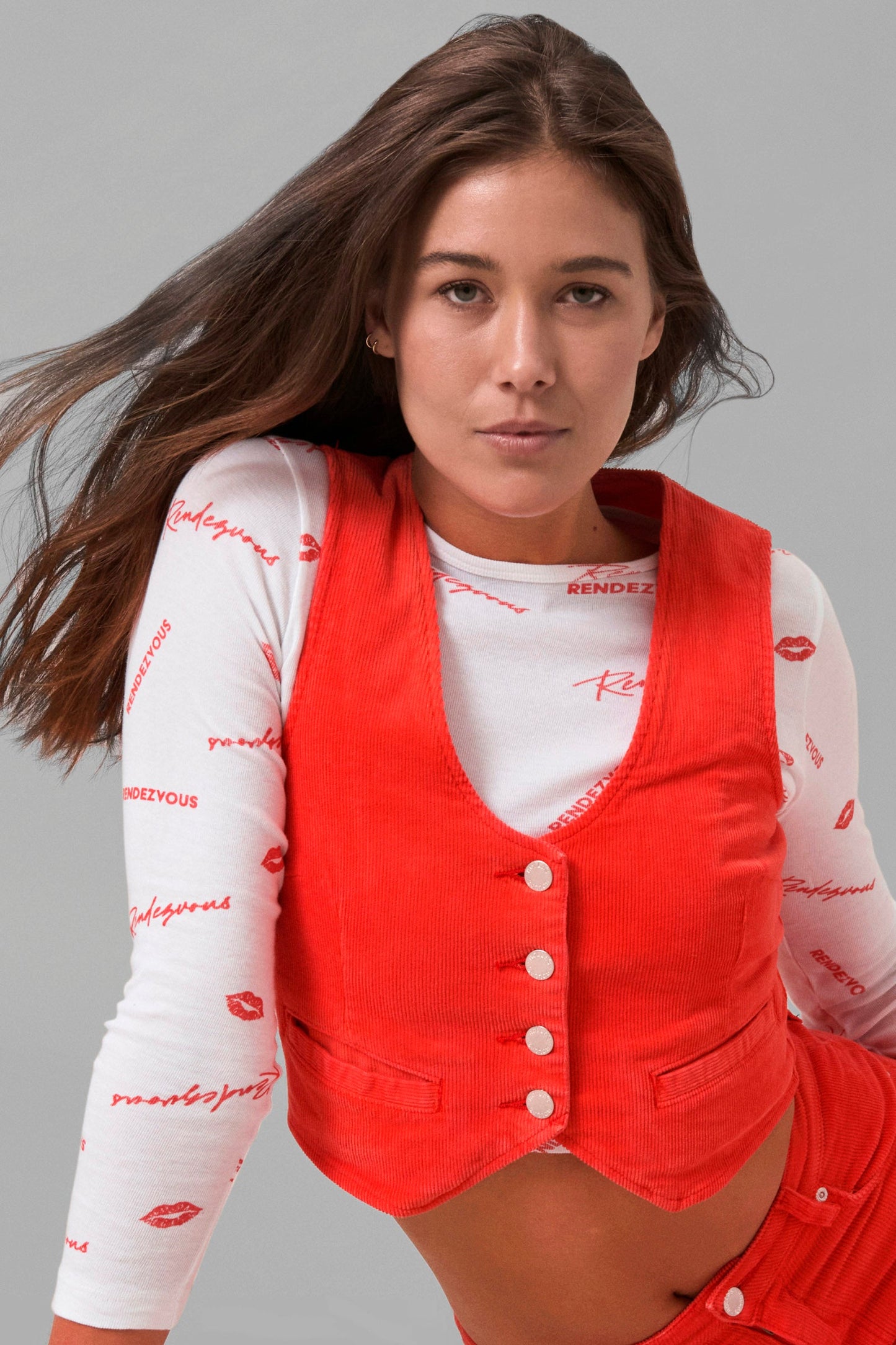 Rolla's - DALLAS VEST SCARLET CORD in Scarlet