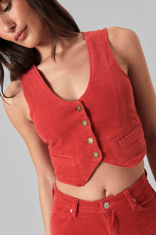 Rolla's - DALLAS VEST SCARLET CORD in Scarlet