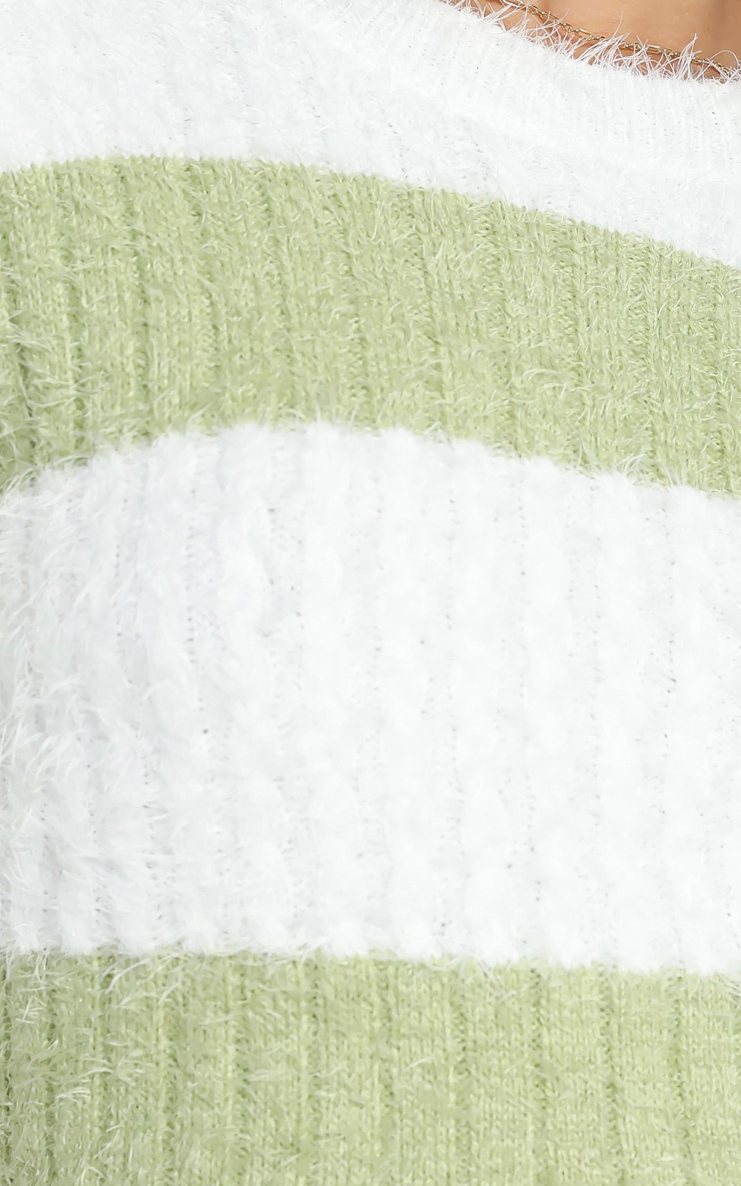 Dalziel Knit Jumper in Sage & White Stripe