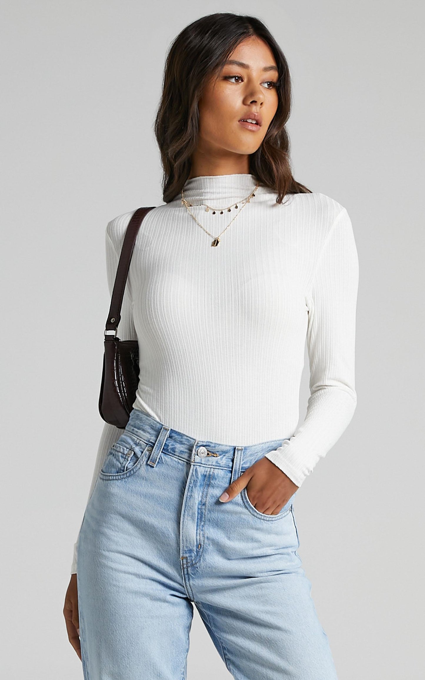 Danika High Neck Top in White