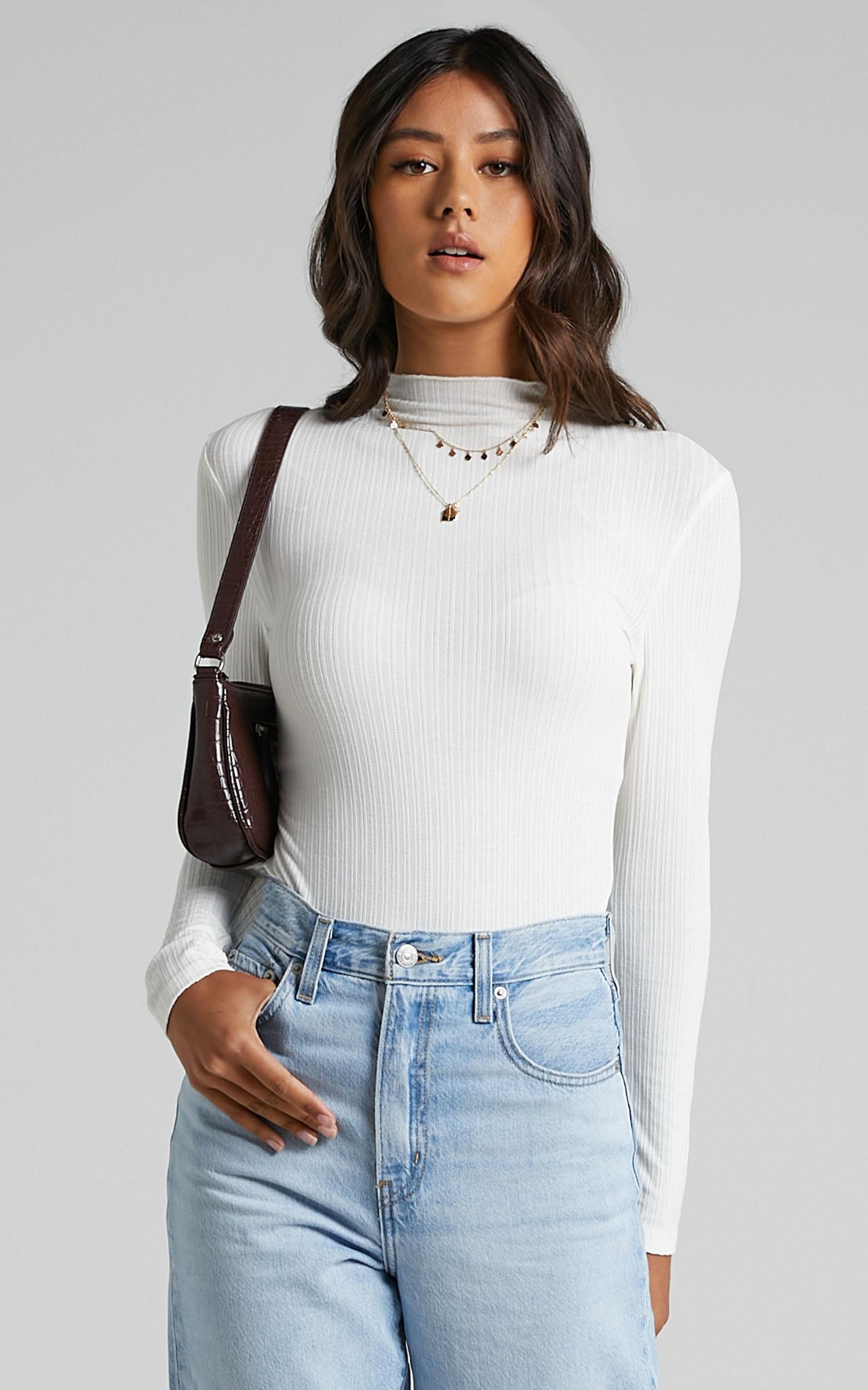 Danika High Neck Top in White