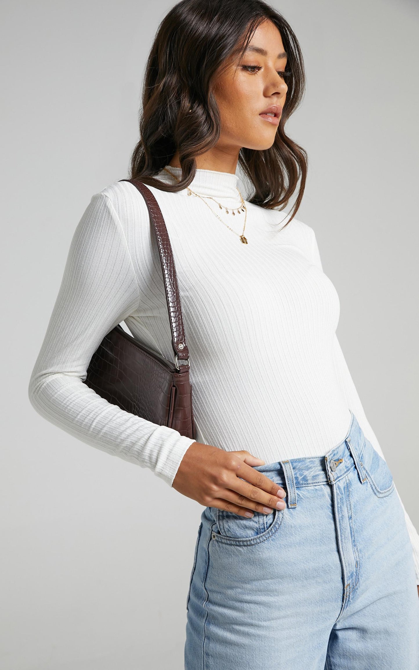 Danika High Neck Top in White