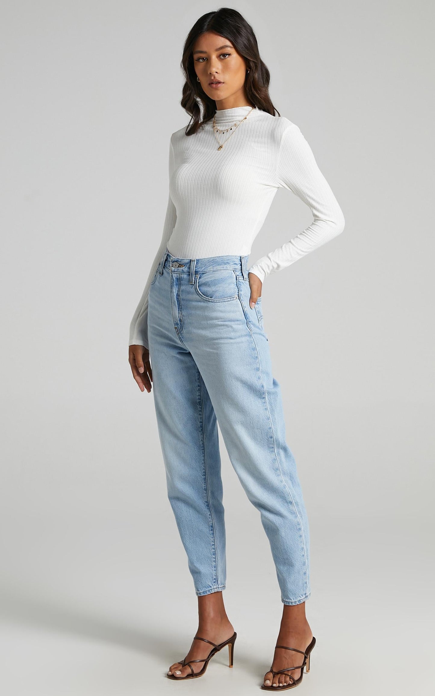 Danika High Neck Top in White