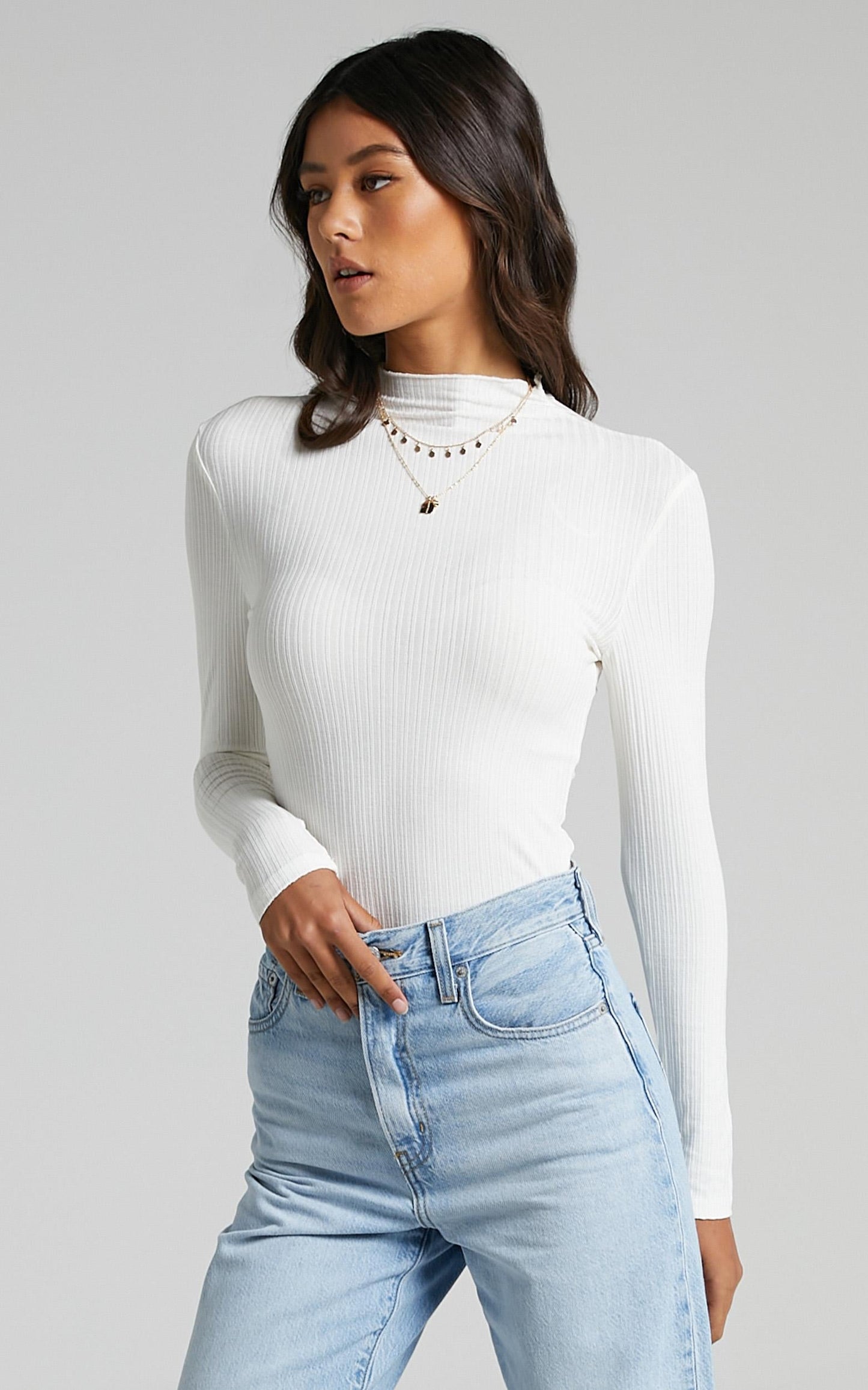 Danika High Neck Top in White