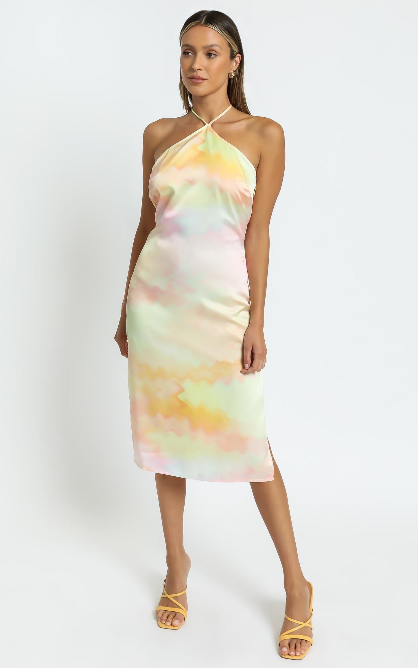 Danna Midi dress in Yellow Tie Dye
