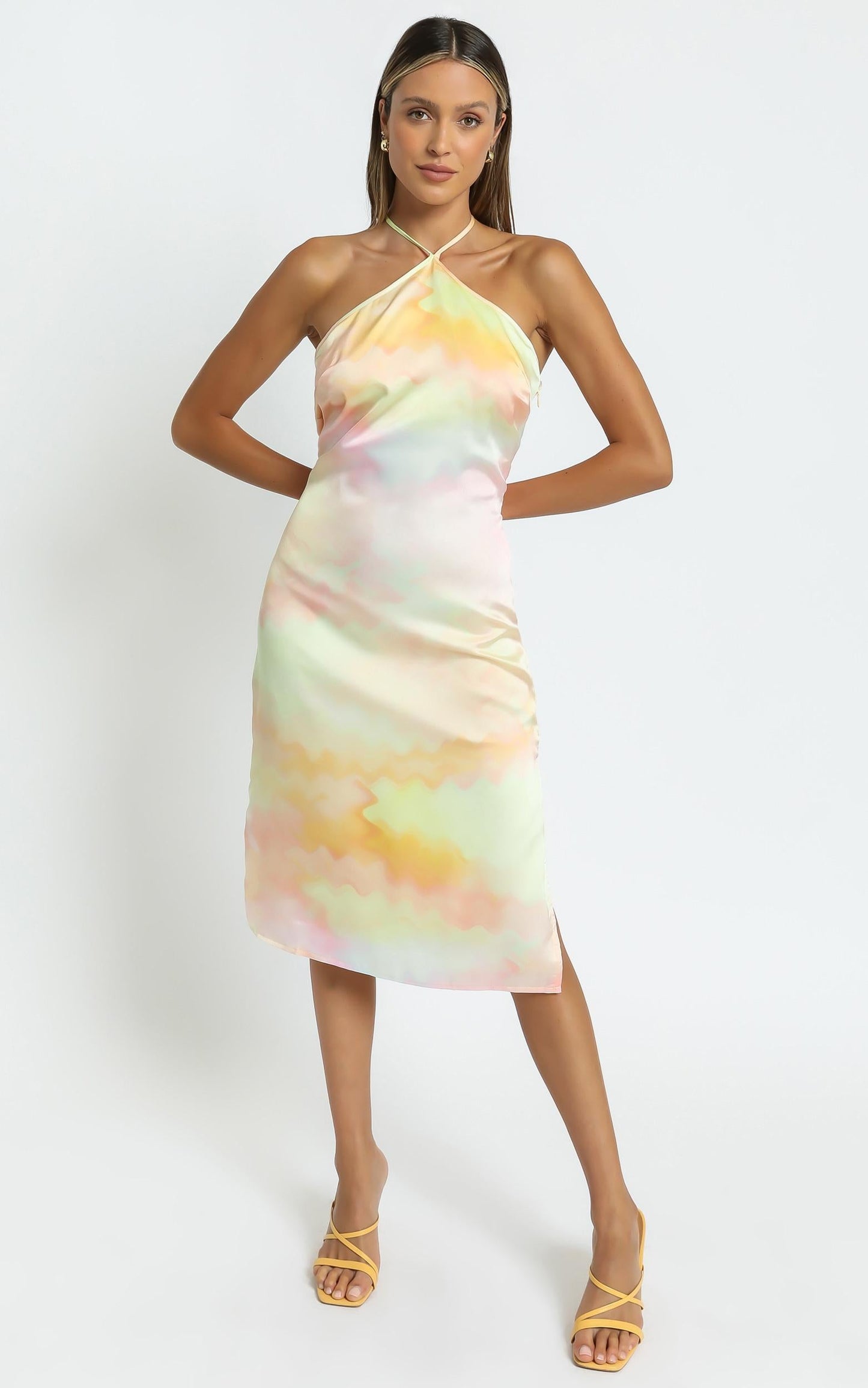 Danna Midi dress in Yellow Tie Dye