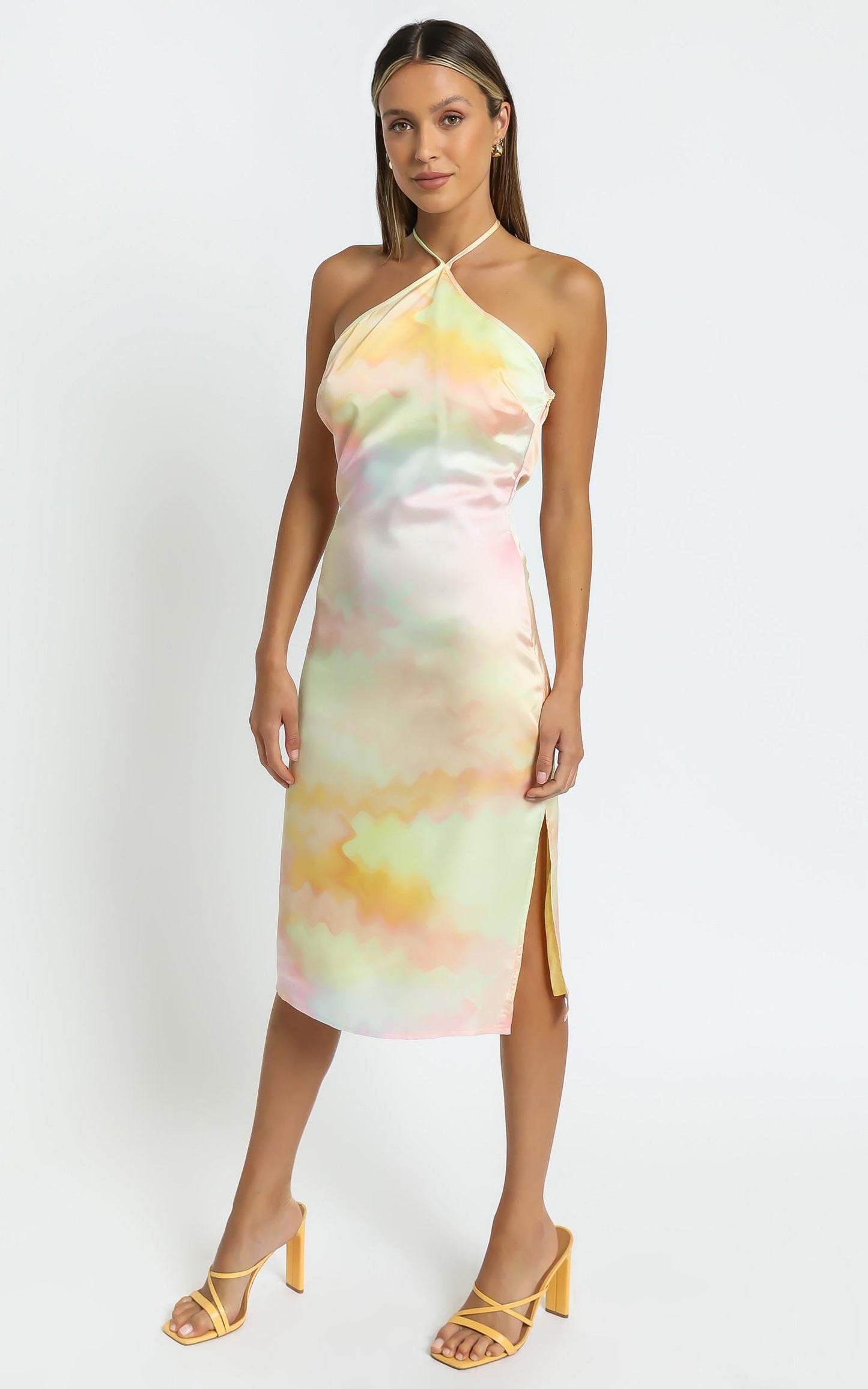 Danna Midi dress in Yellow Tie Dye
