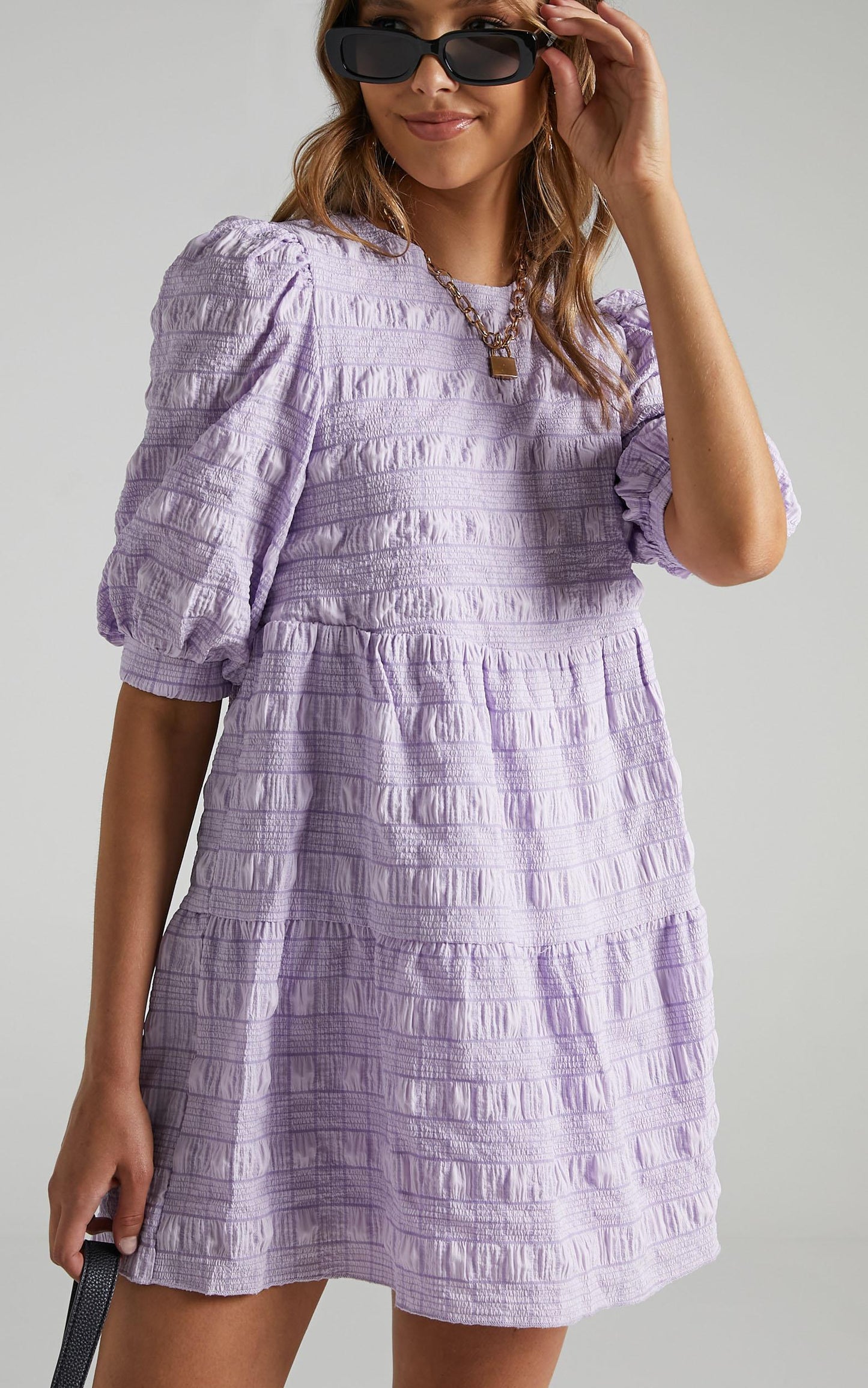 Darcia Dress in Lilac Check