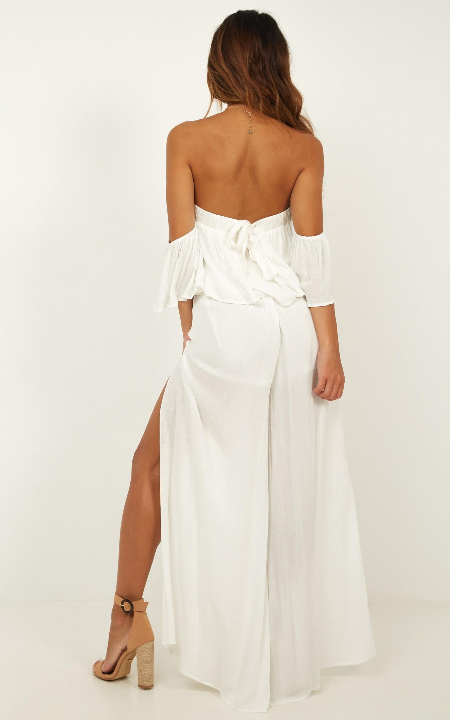 Daring Day Two Piece Set In White Linen Look