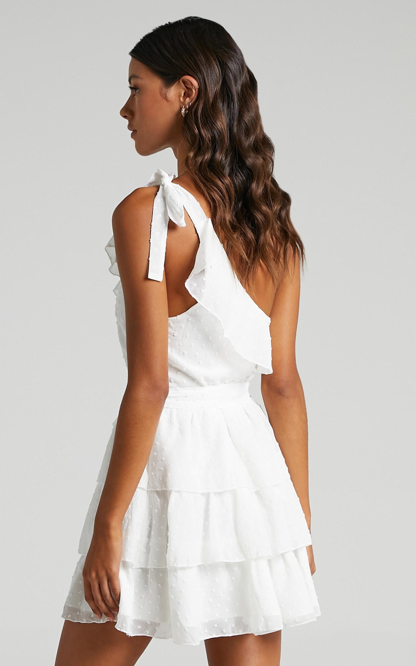 Darling I Am A Daydream Mini Dress - One Shoulder Ruffle Dress in White