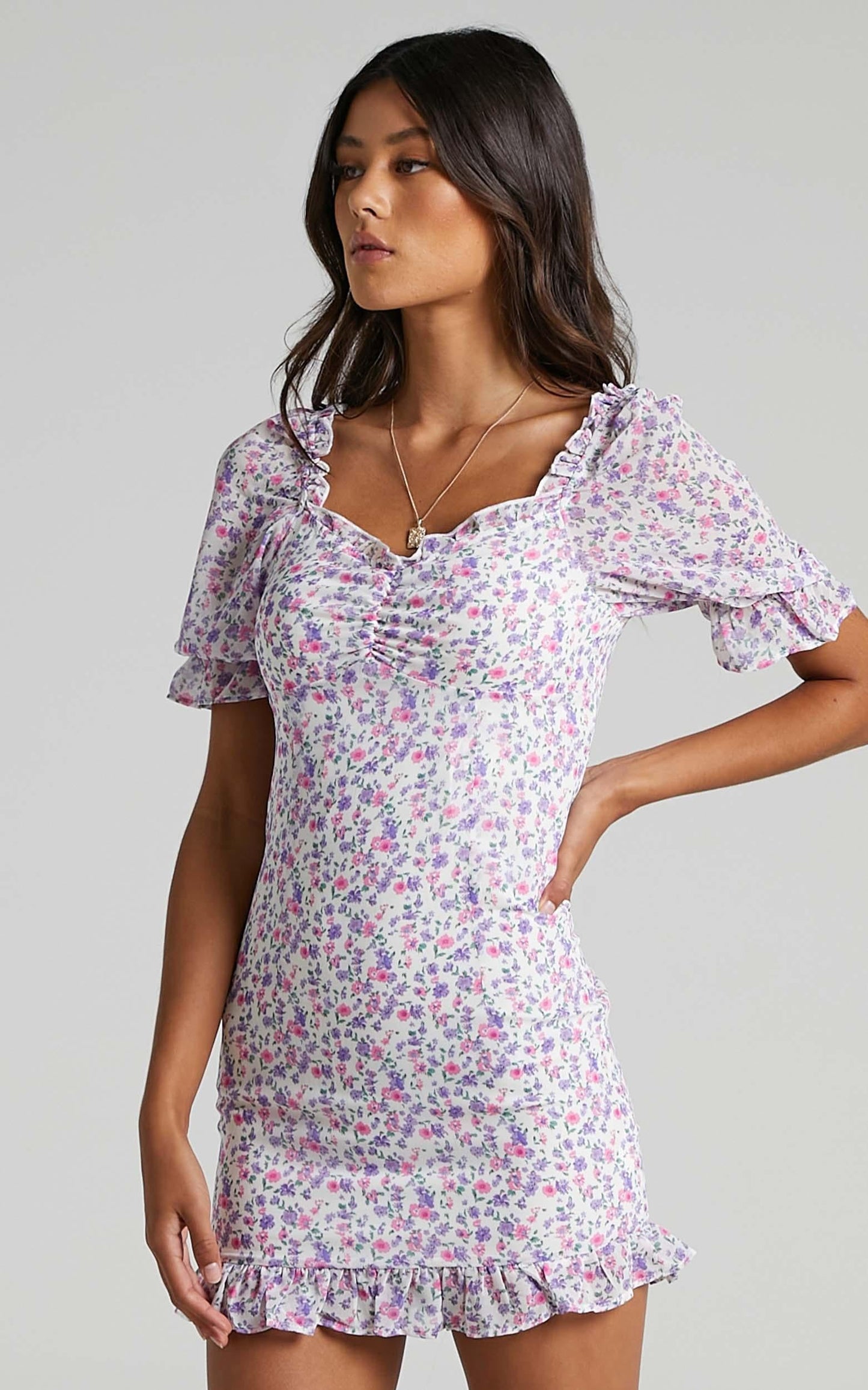 Dawn Dress in Purple Floral