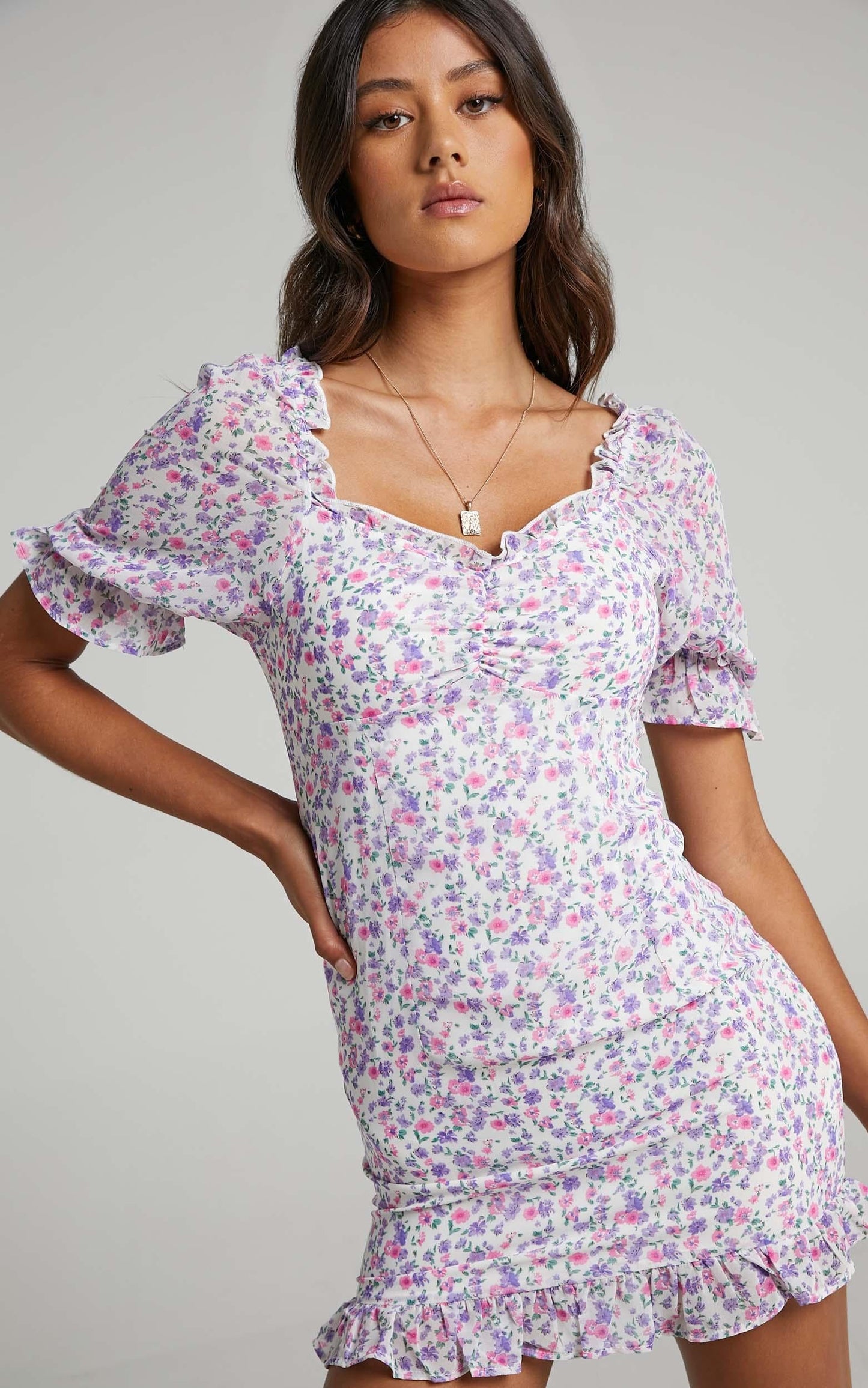 Dawn Dress in Purple Floral