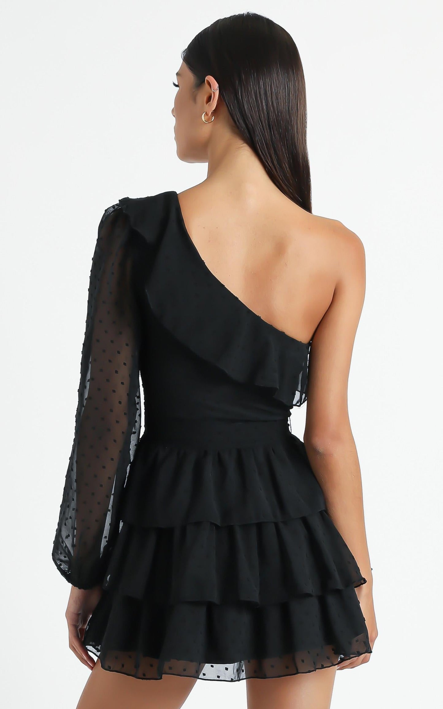 Day Dreamer One Shoulder Mini Dress in Black