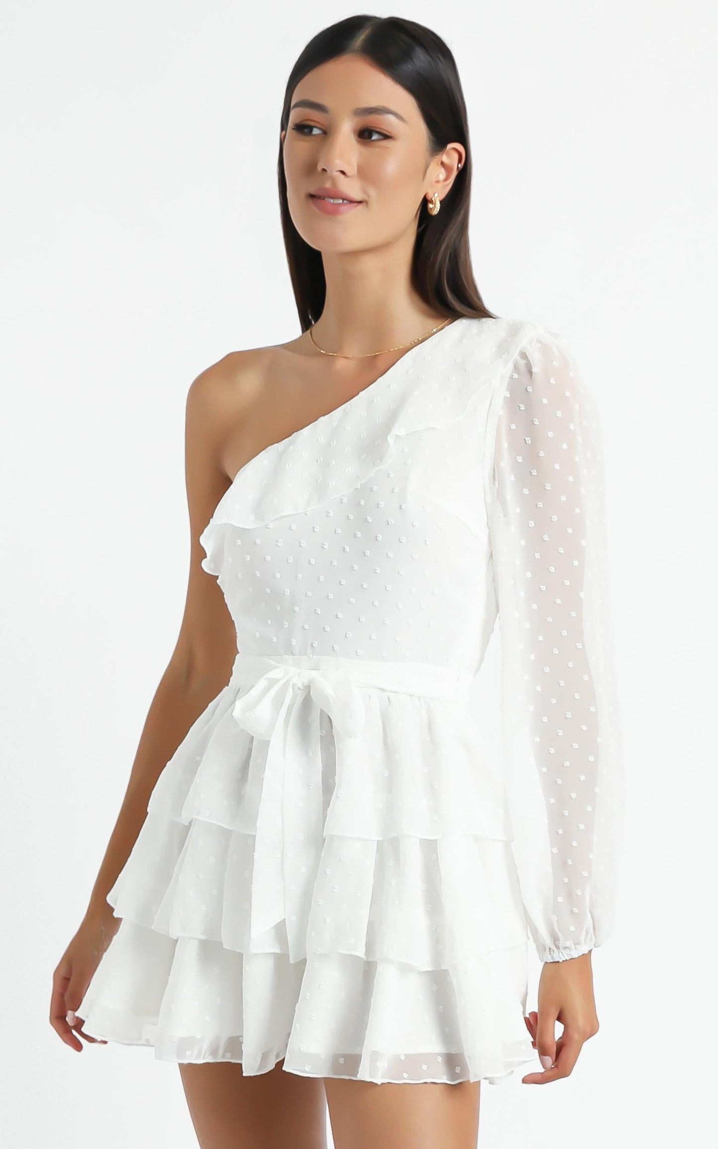 Day Dreamer One Shoulder Mini Dress in White