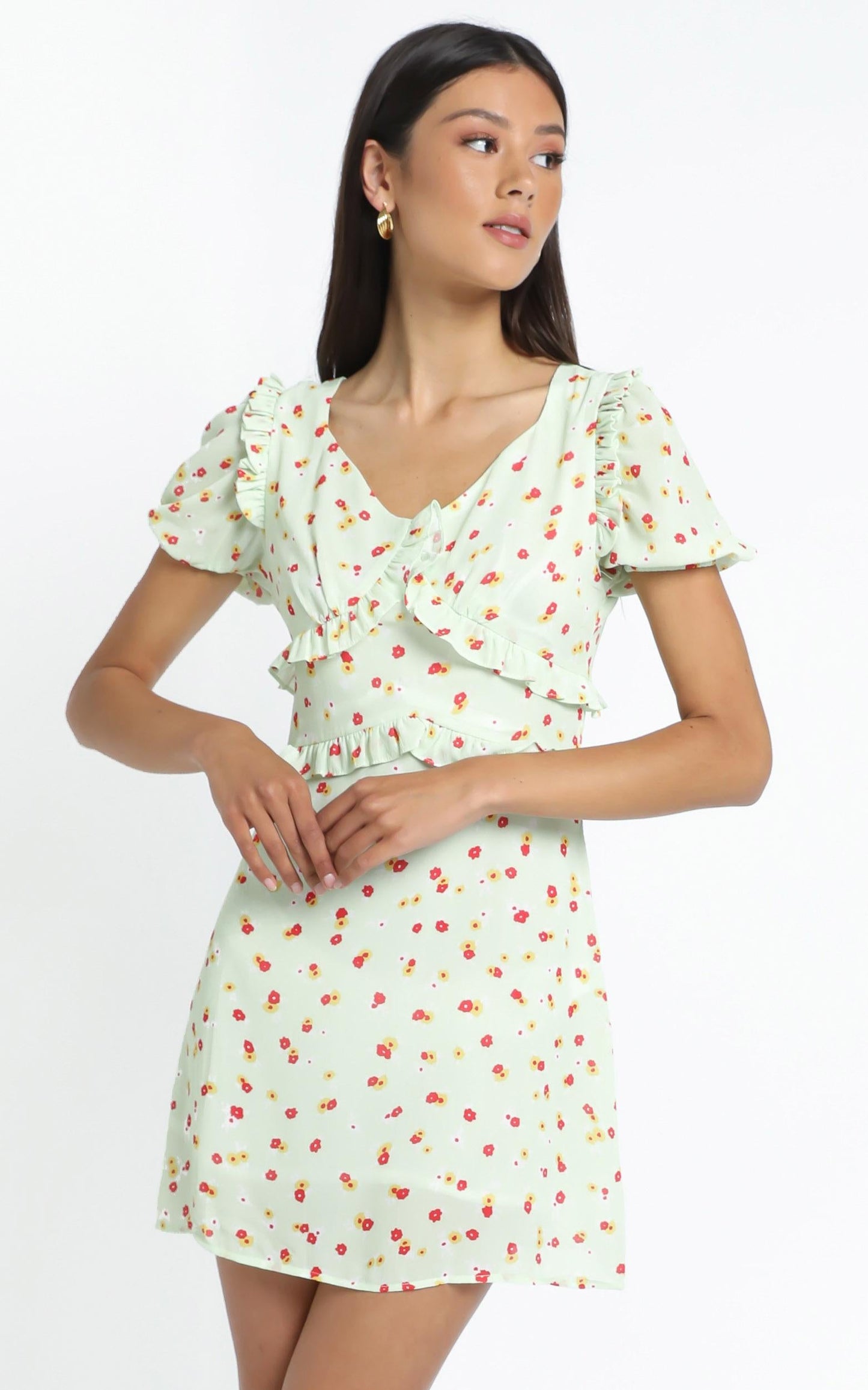 Lacie Dress in Green Floral