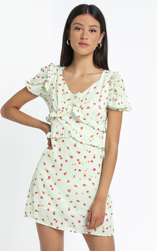 Lacie Dress in Green Floral