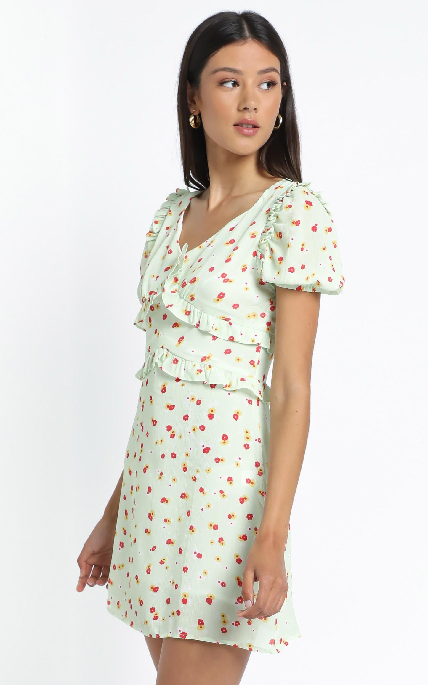 Lacie Dress in Green Floral