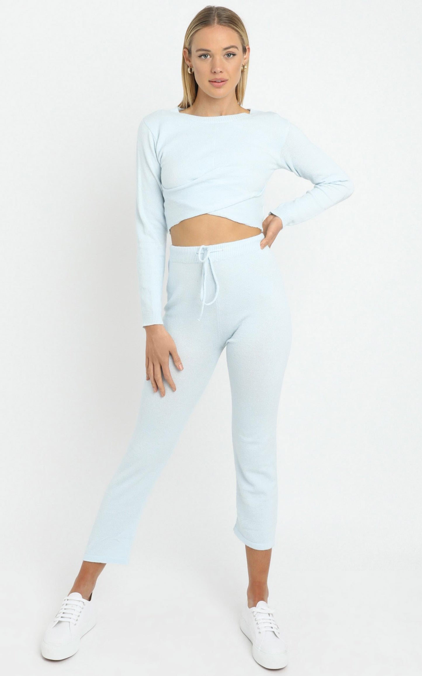 Deanna Knit Pants in Baby Blue