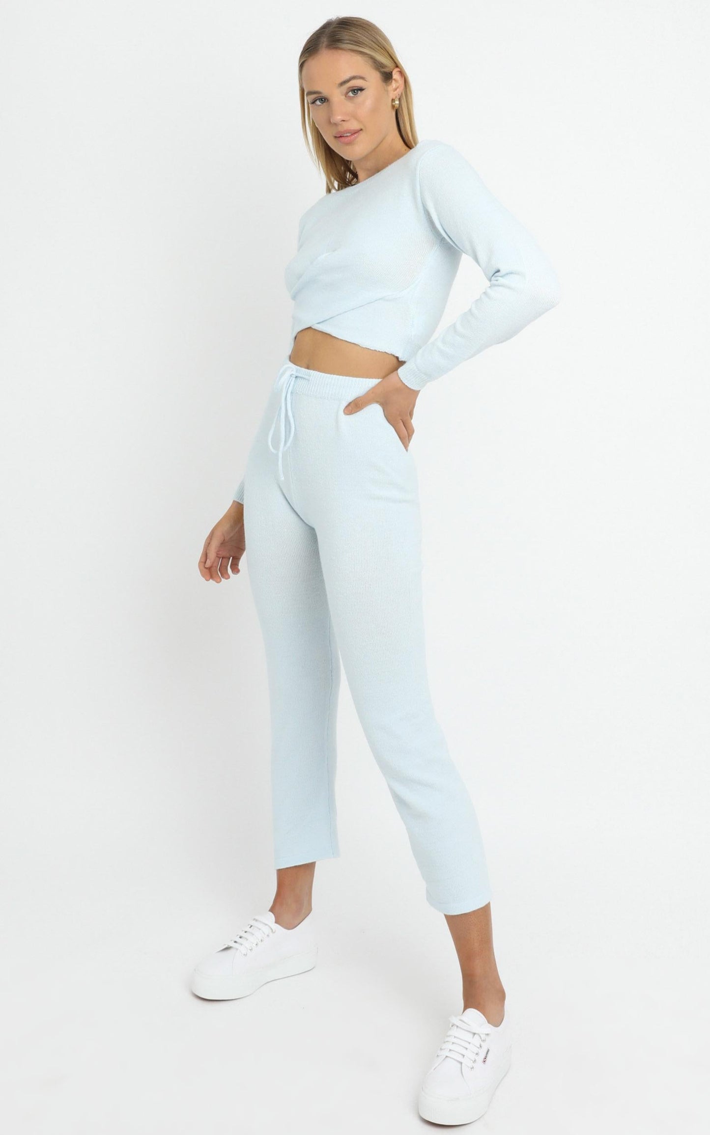Deanna Knit Pants in Baby Blue