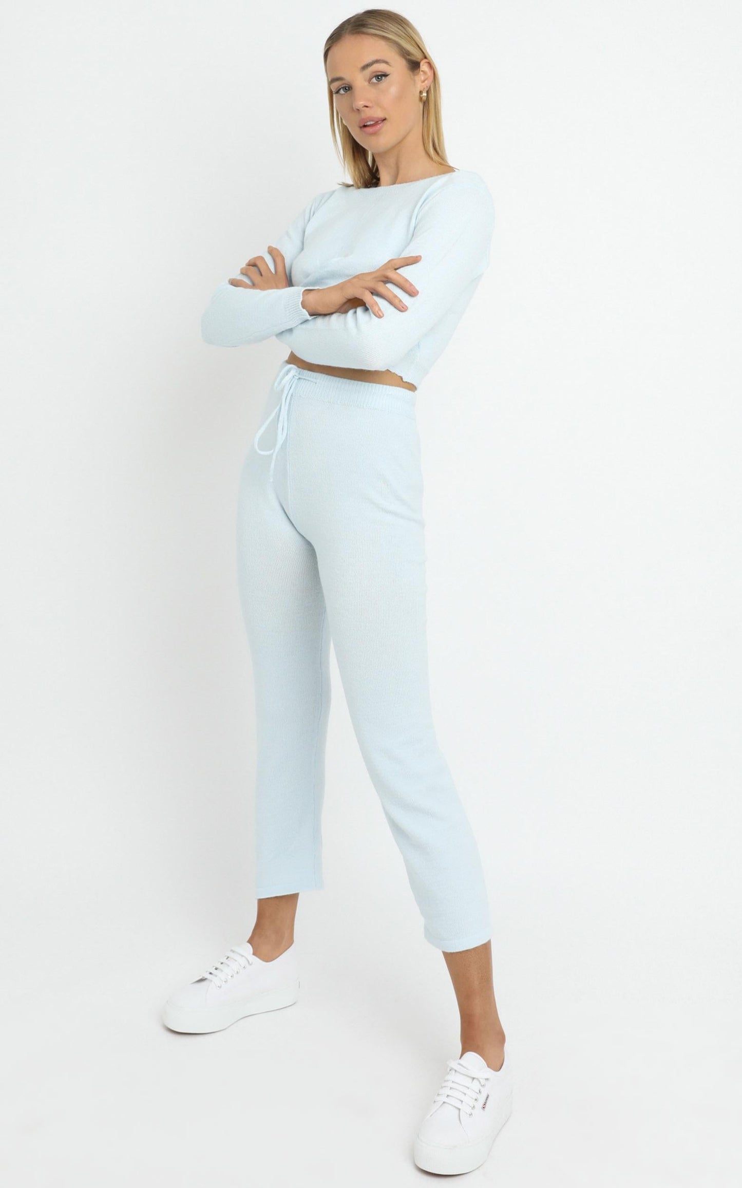 Deanna Knit Pants in Baby Blue