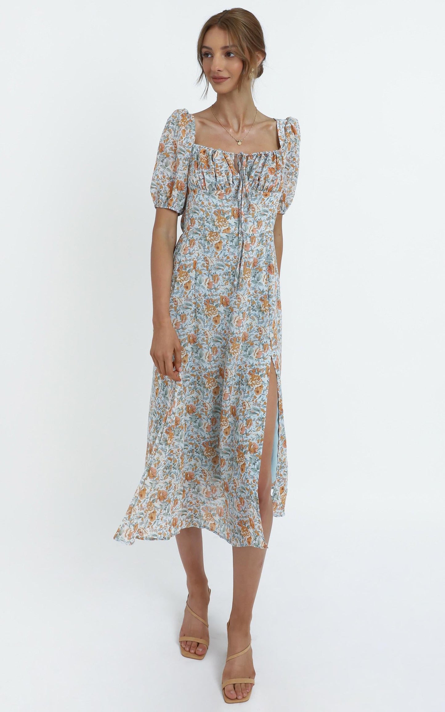 Delora Dress in Blue Floral