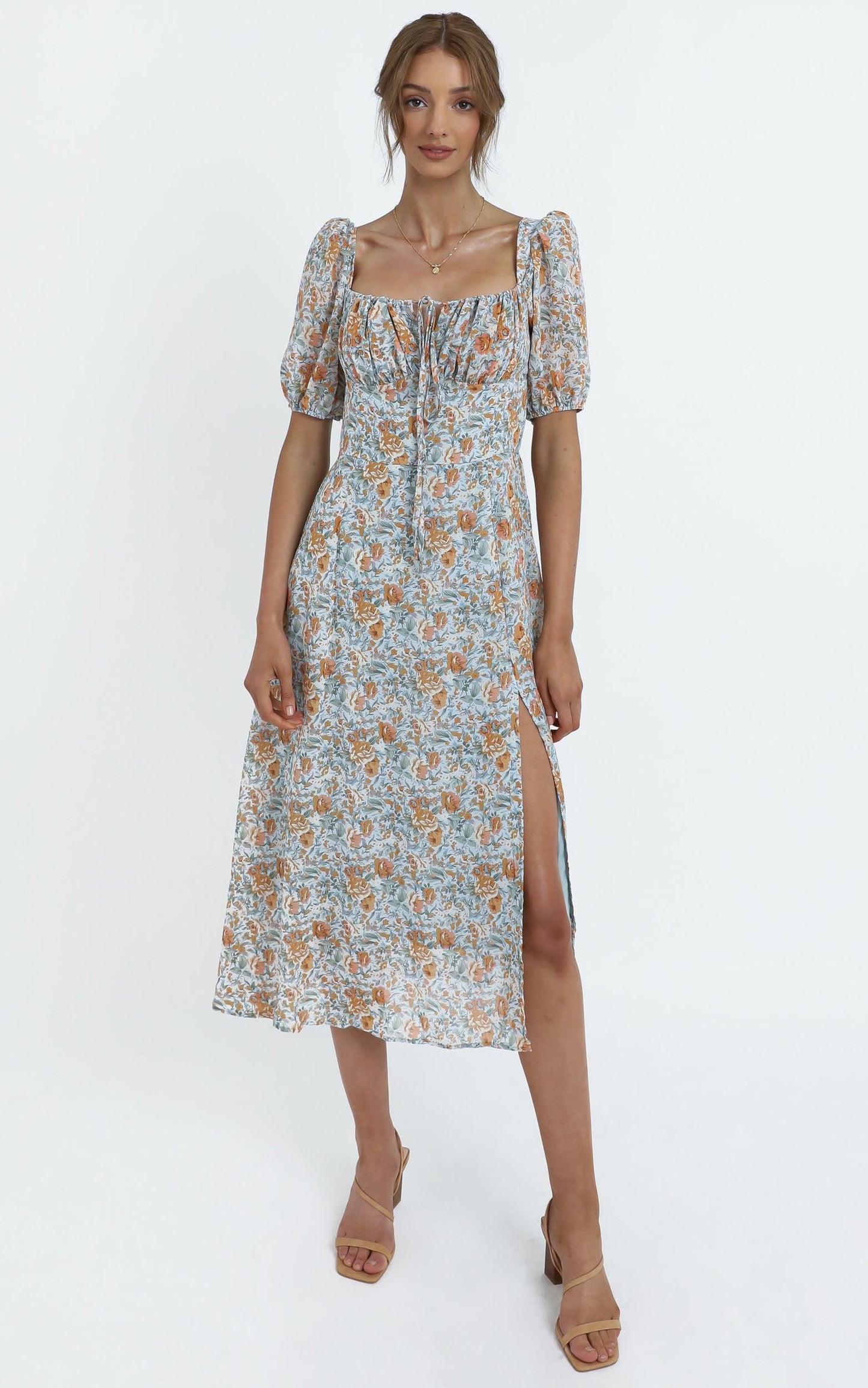 Delora Dress in Blue Floral