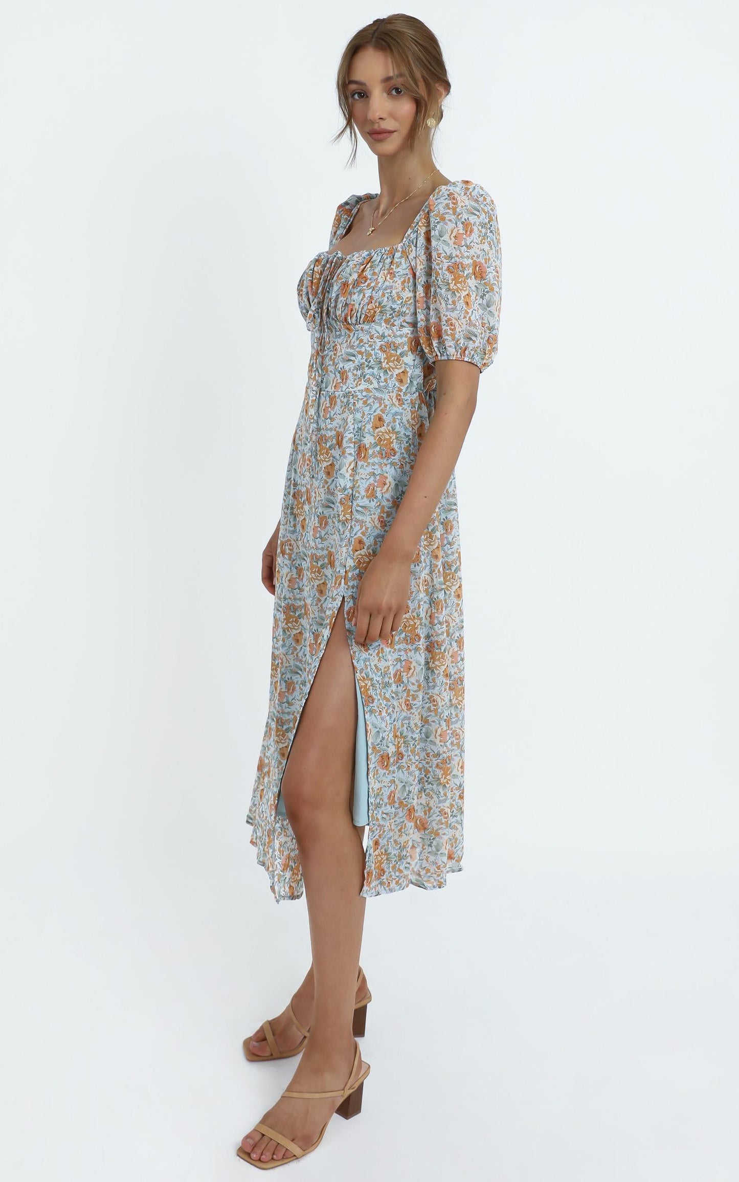 Delora Dress in Blue Floral