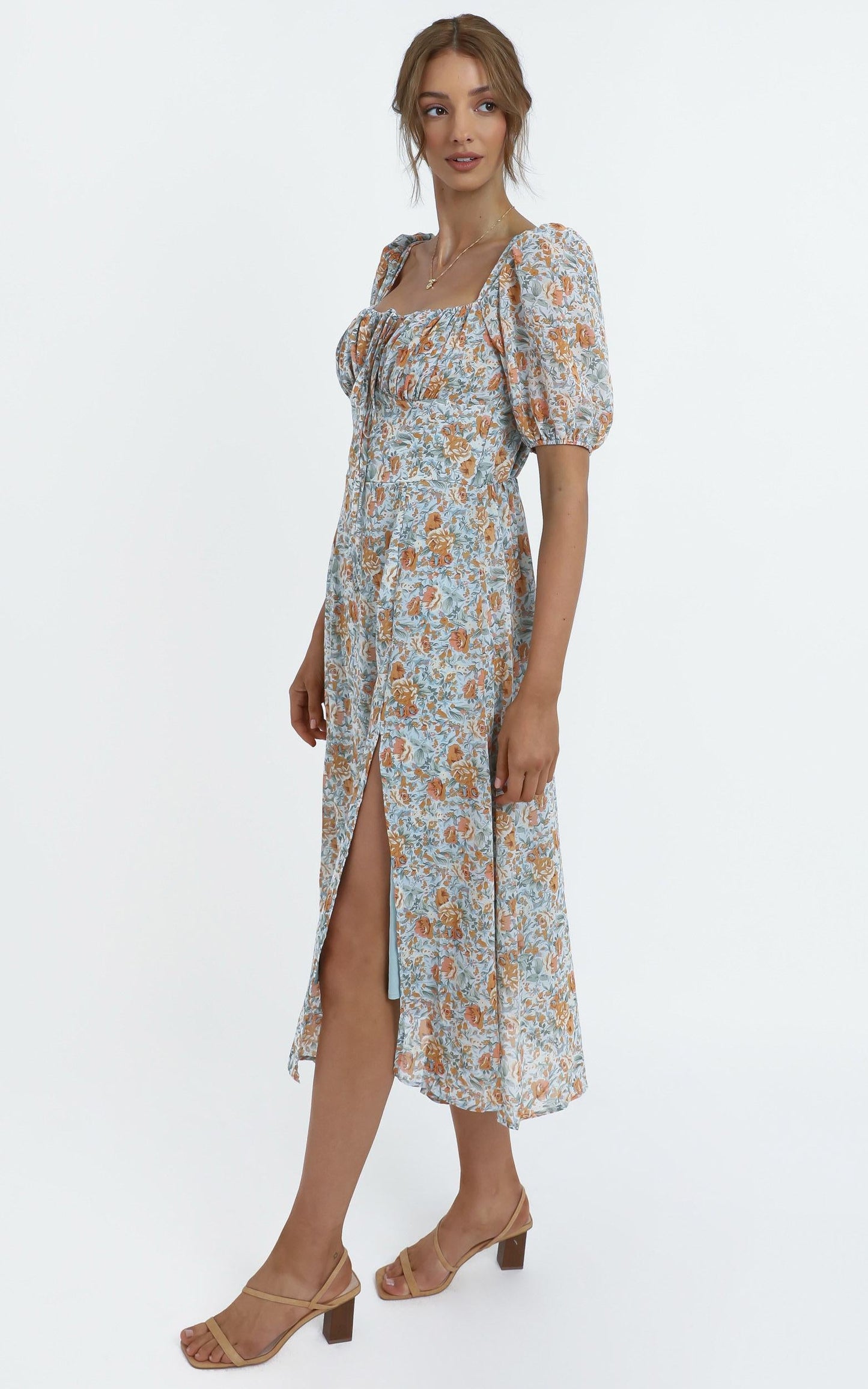 Delora Dress in Blue Floral