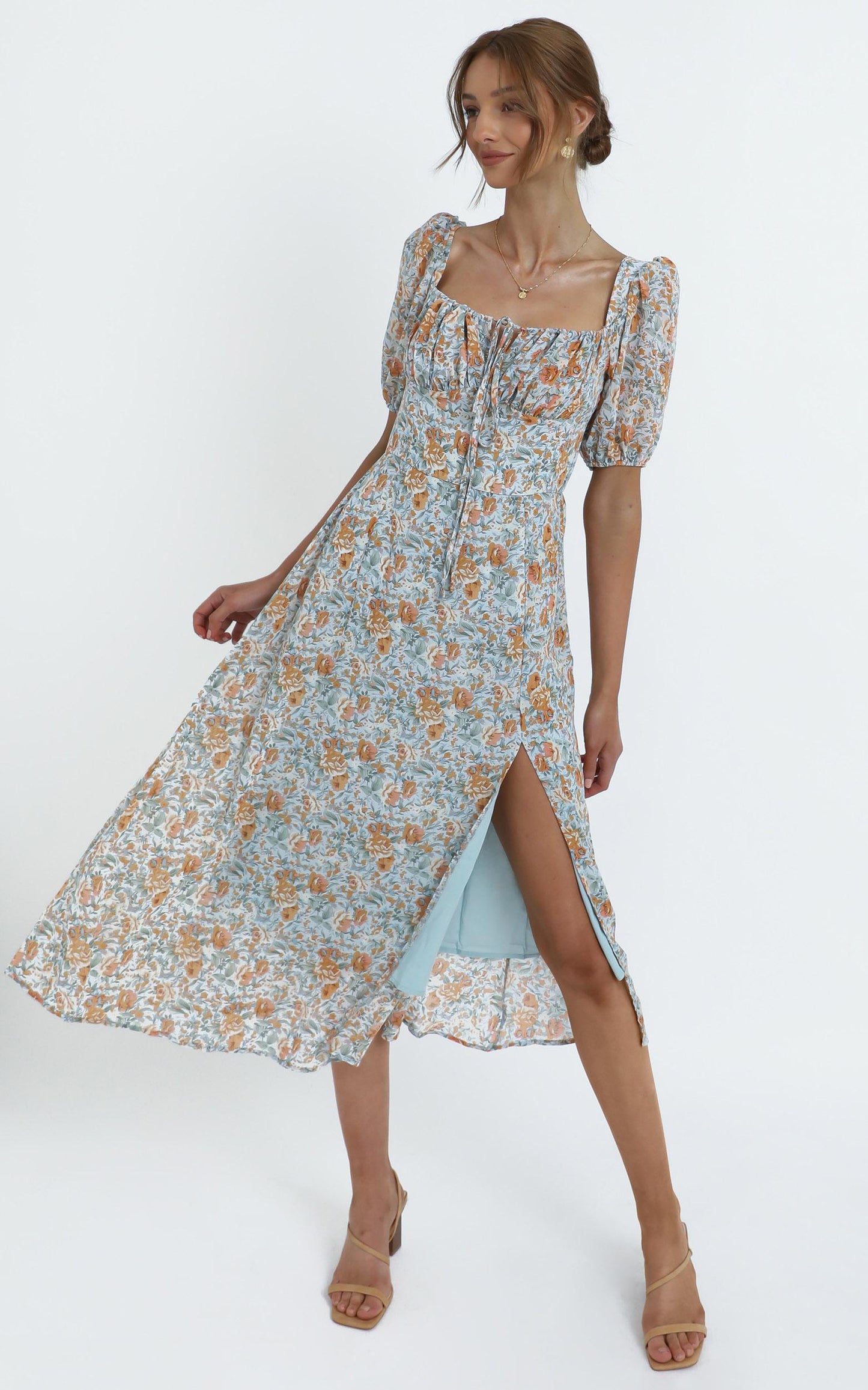 Delora Dress in Blue Floral