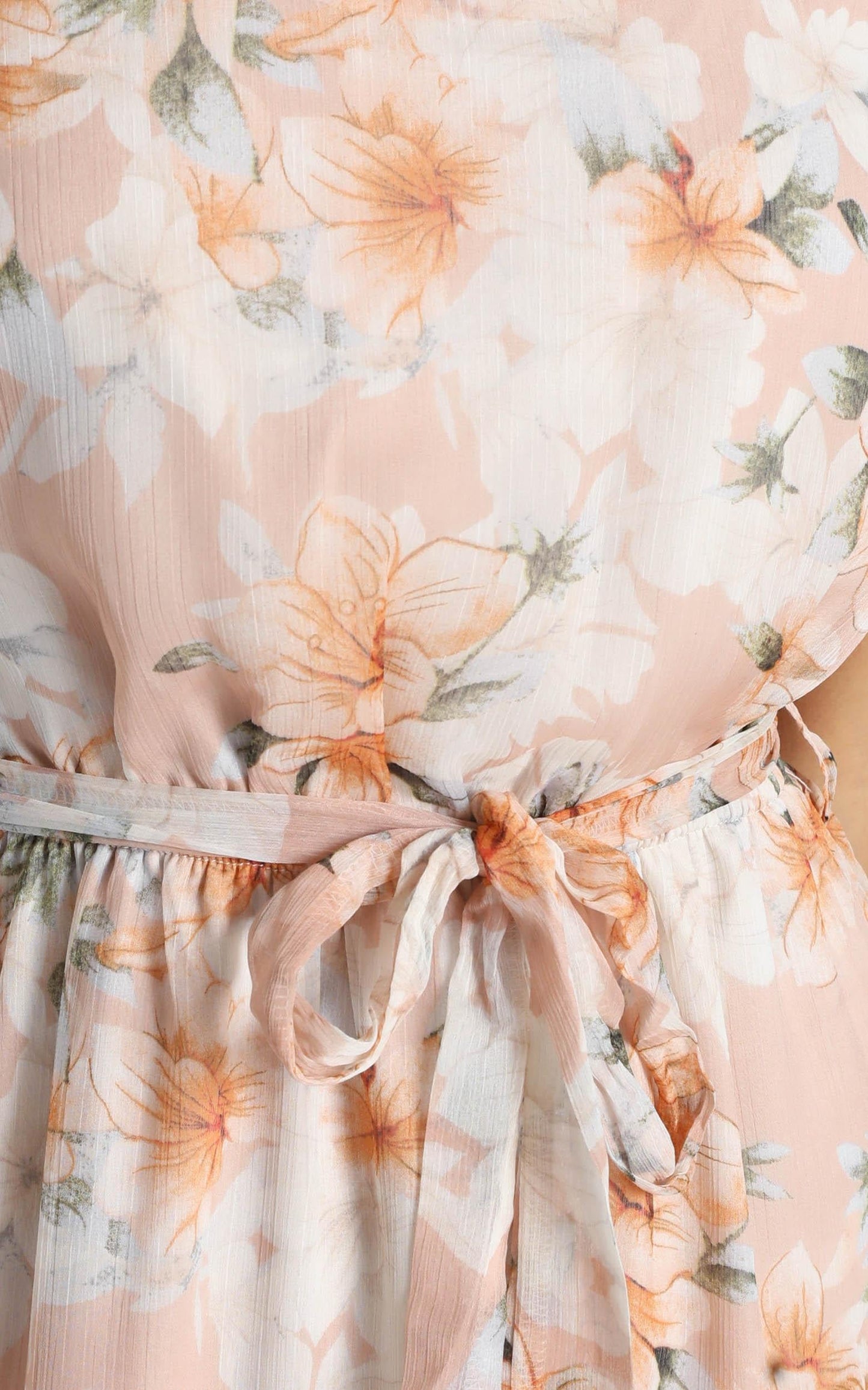 Dinah Frill Detail Midi Dress In Blush Floral