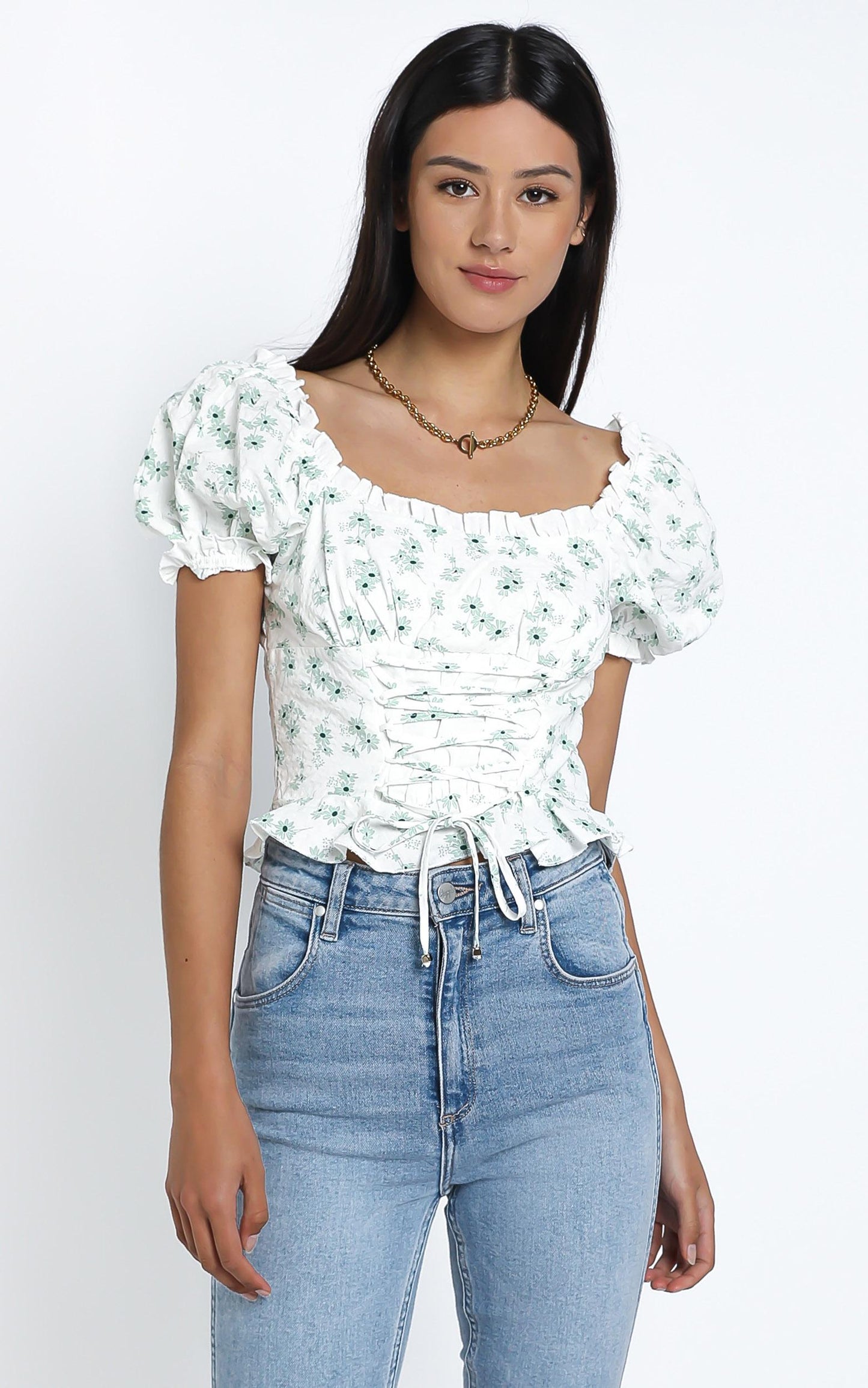 Domonique Top in Sage Floral
