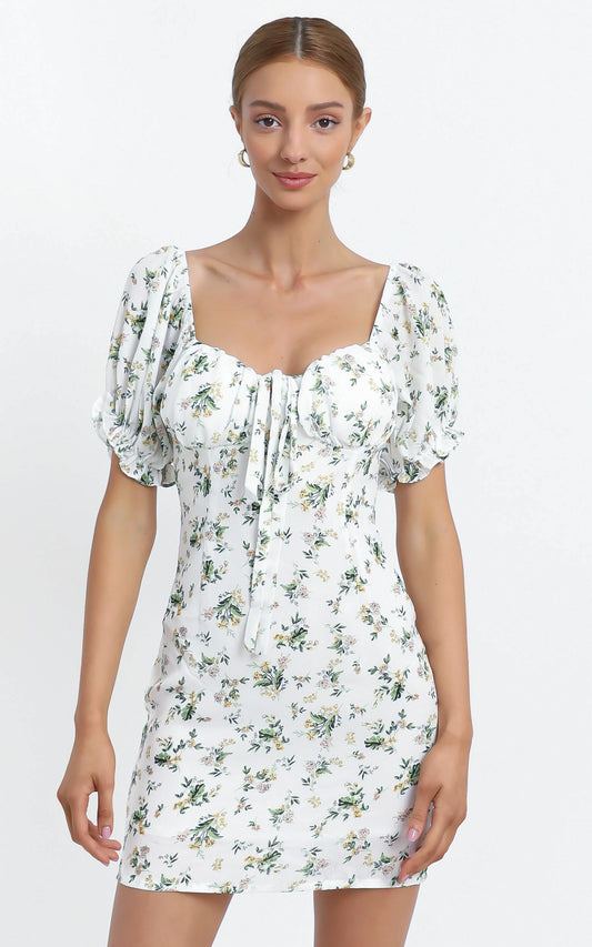 Dougie Dress in White Floral