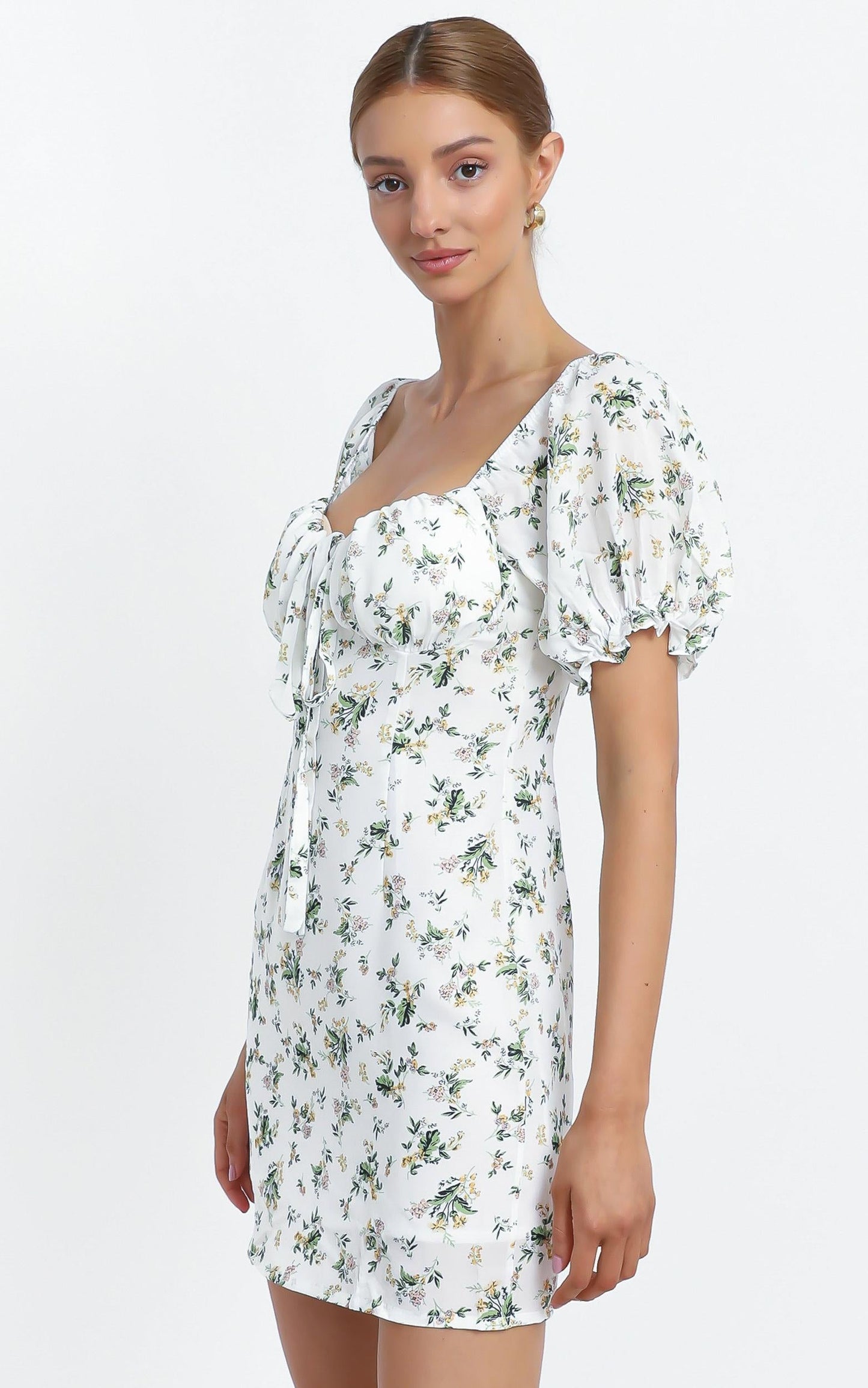 Dougie Dress in White Floral