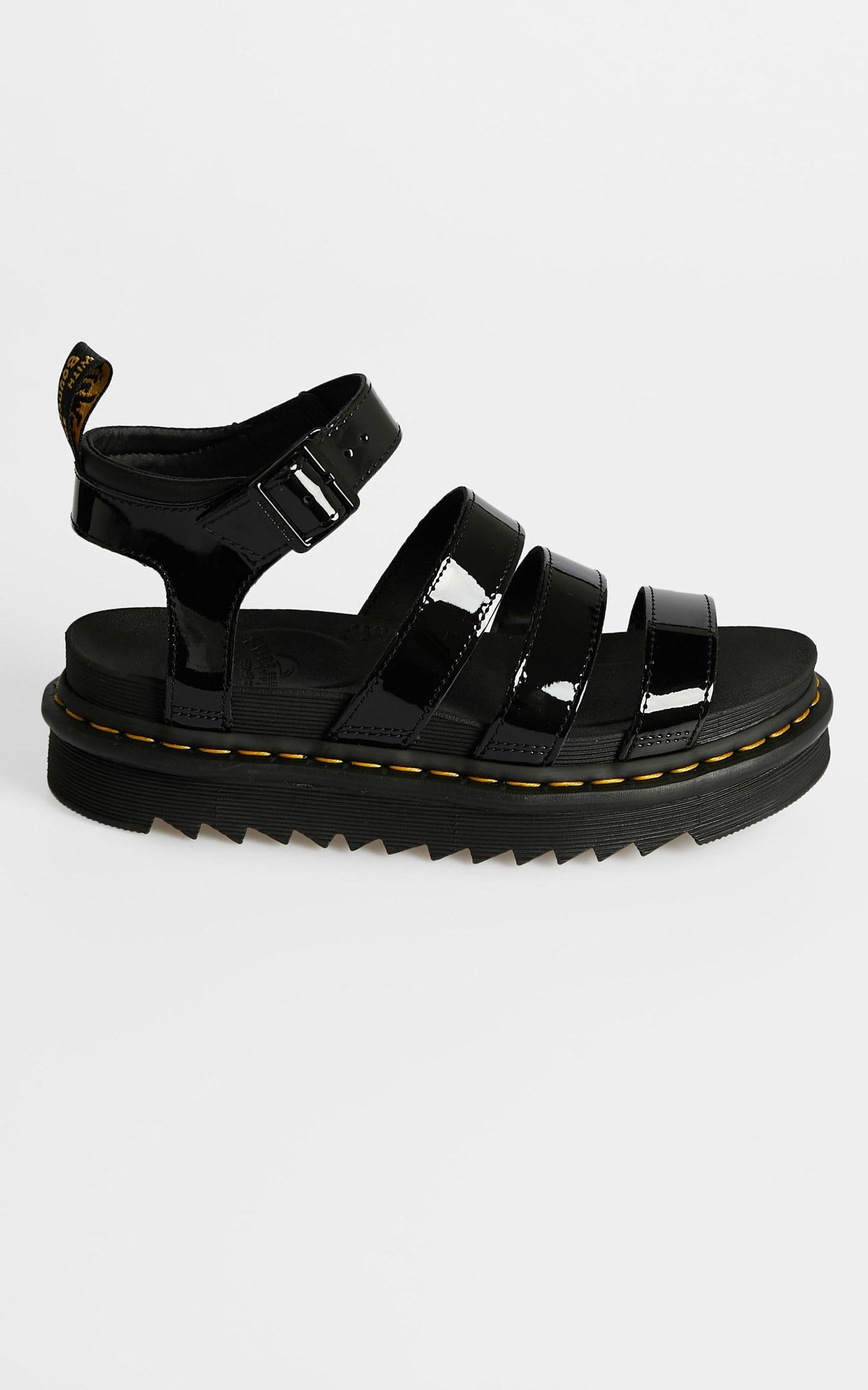 Dr. Martens - Chunky 3 Strap Sandal in Black Patent Lamper