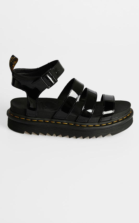 Dr. Martens - Chunky 3 Strap Sandal in Black Patent Lamper