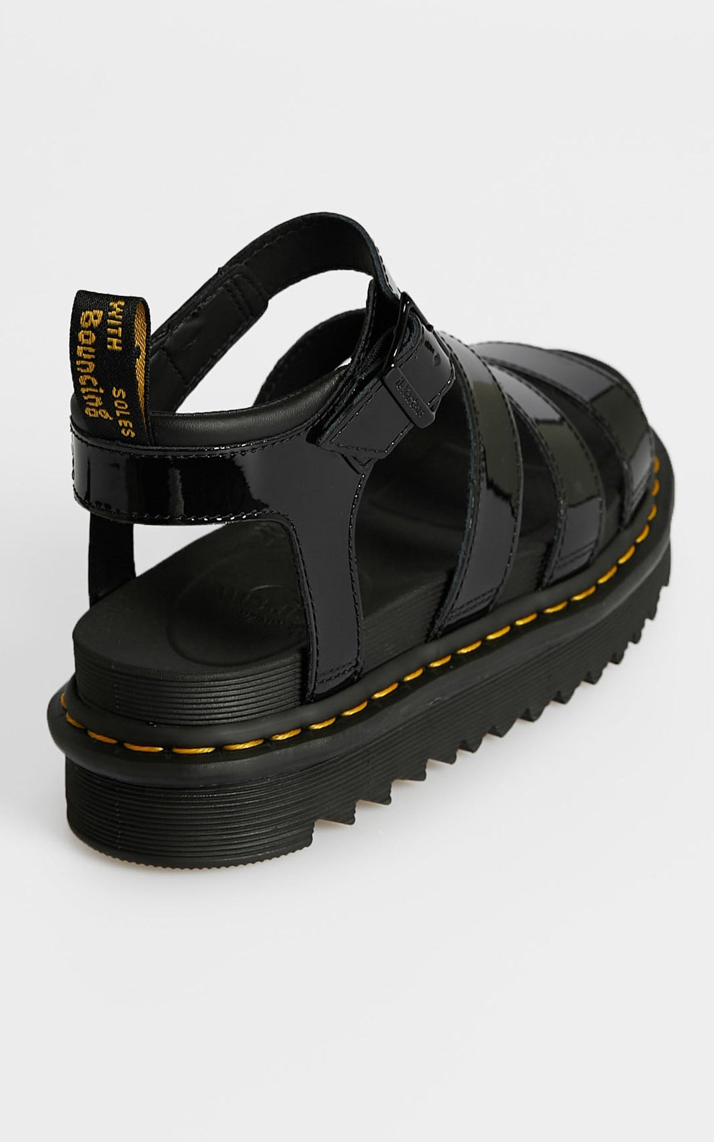 Dr. Martens - Chunky 3 Strap Sandal in Black Patent Lamper