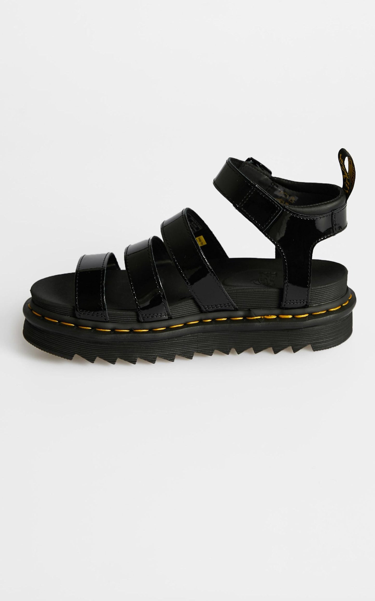 Dr. Martens - Chunky 3 Strap Sandal in Black Patent Lamper