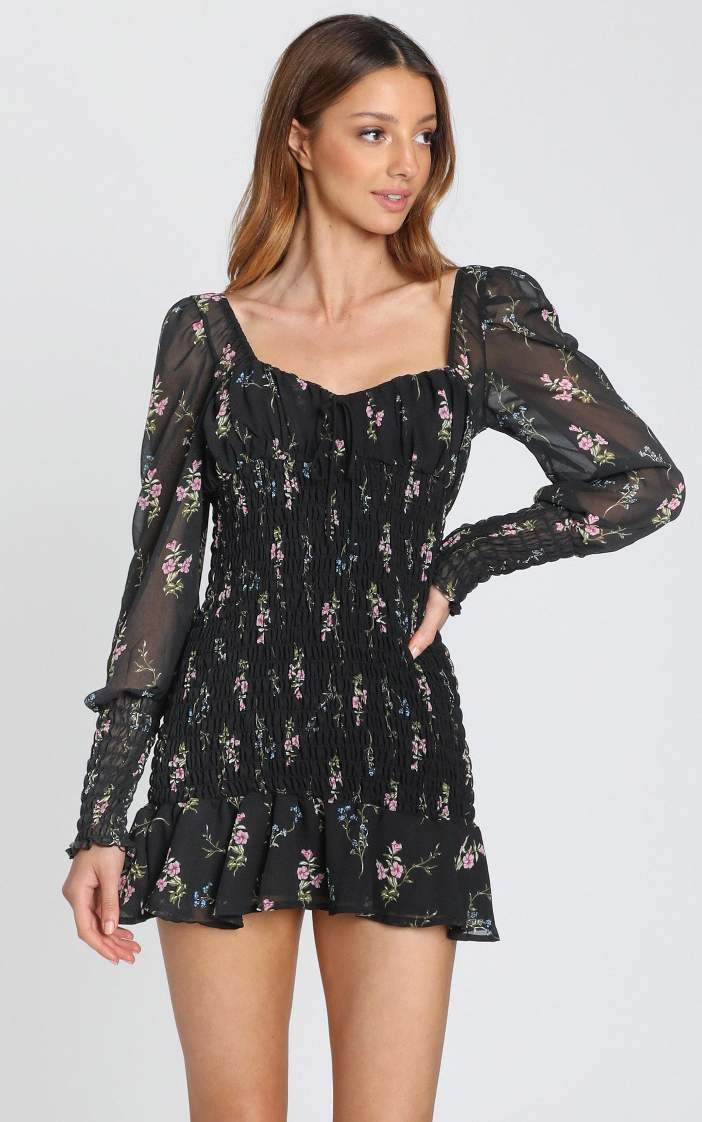 I Get The Love Dress in Black Floral