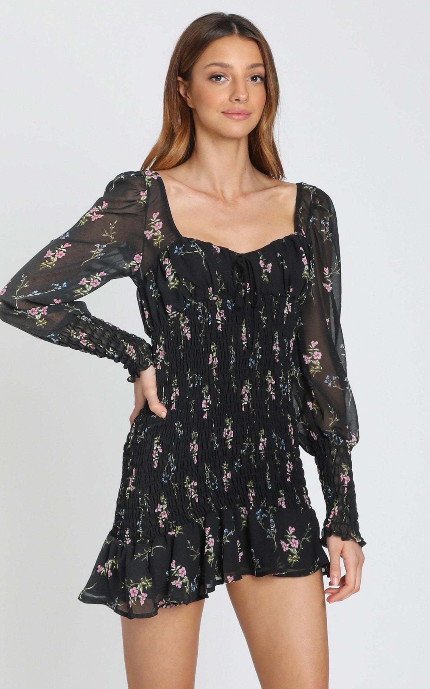 I Get The Love Dress in Black Floral