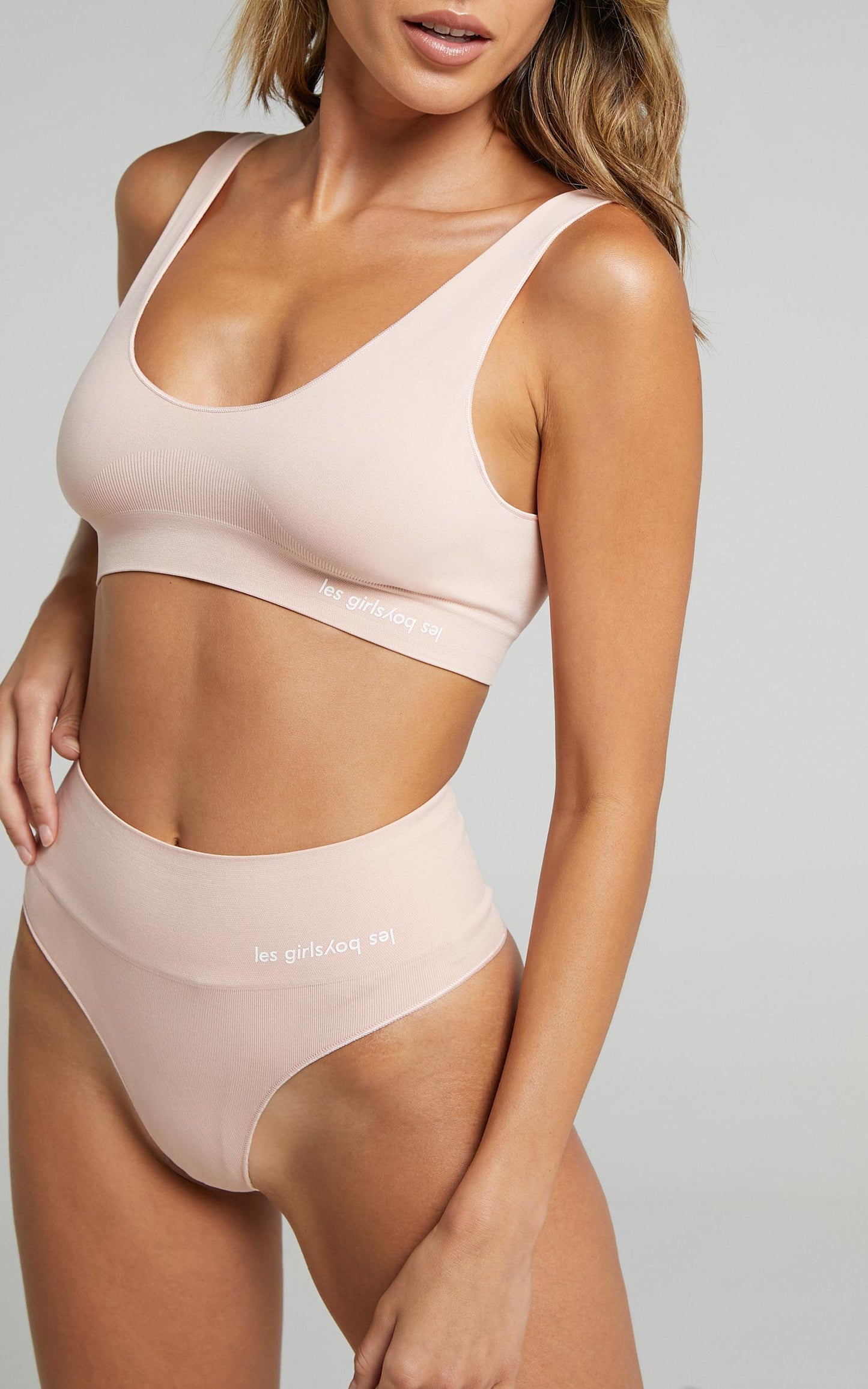 Les Girls Les Boys - Semi Sheer Crop Top in Dusty Pink
