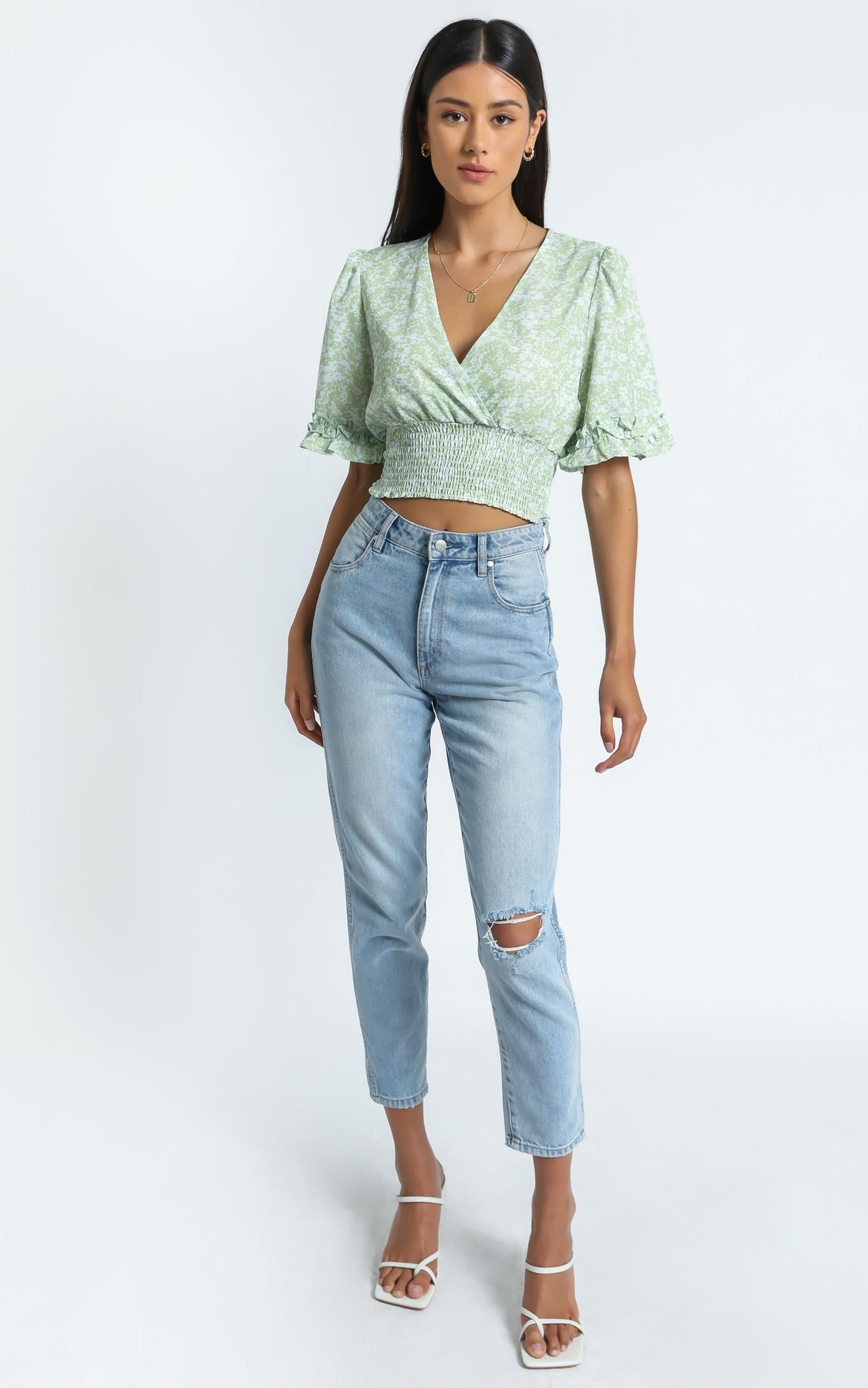 Parker Top in Green Floral