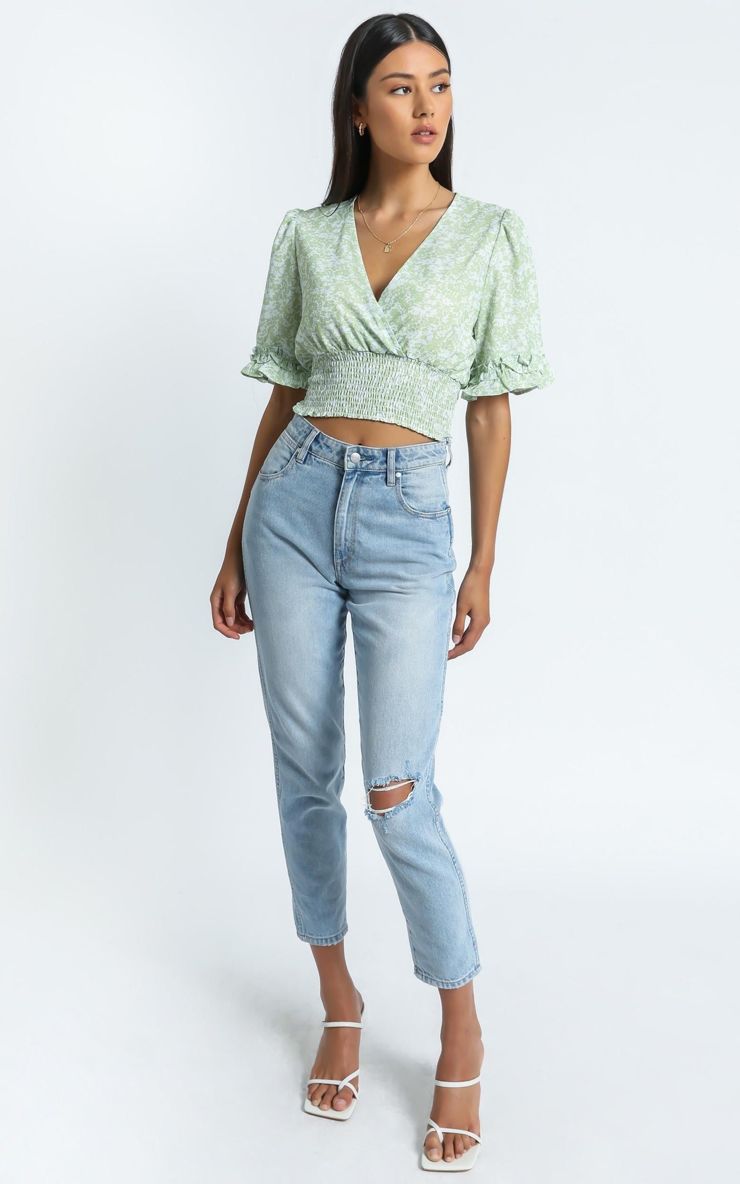 Parker Top in Green Floral
