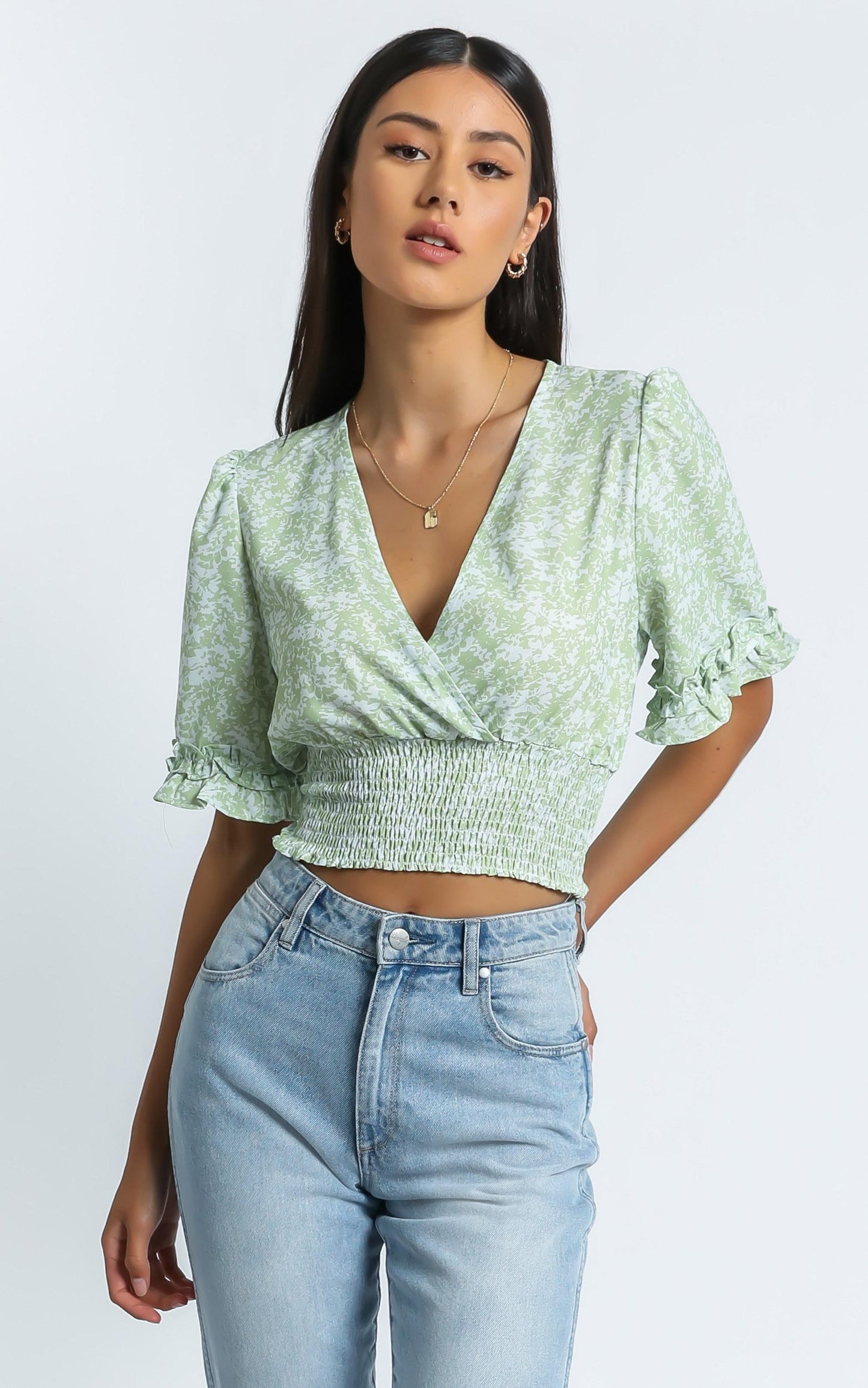 Parker Top in Green Floral