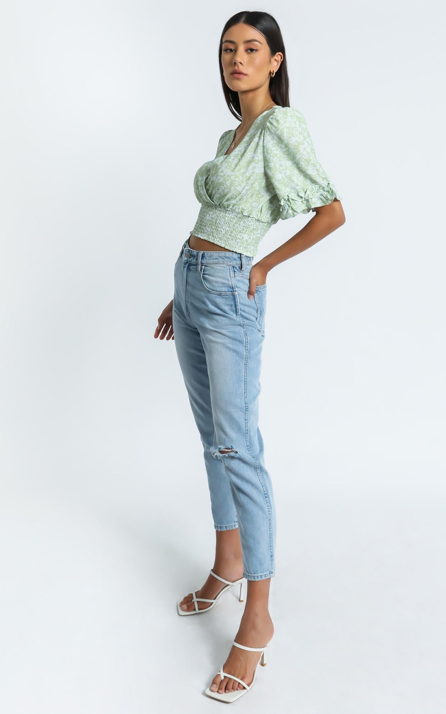 Parker Top in Green Floral