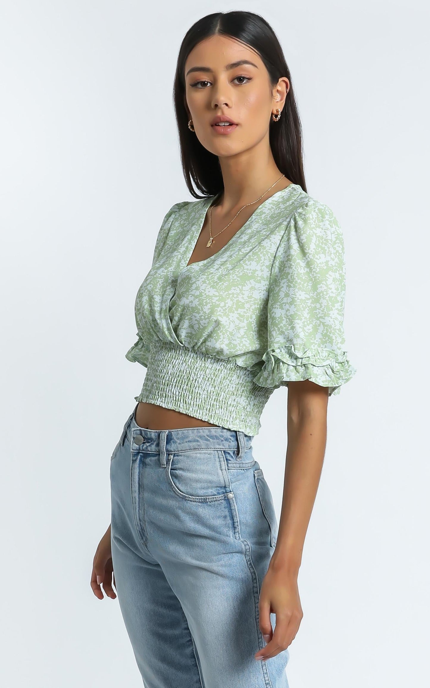 Parker Top in Green Floral